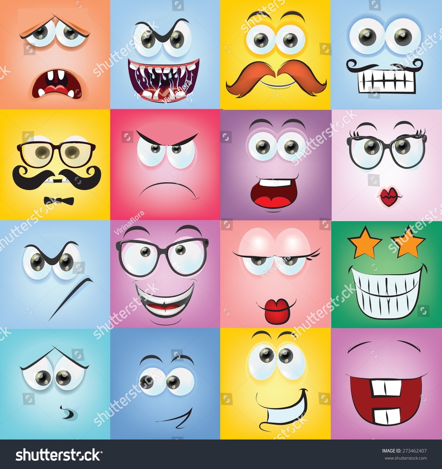 Set Cartoon Faces Different Emotions Stock Vector Royalty Free 273462407 Shutterstock 5533