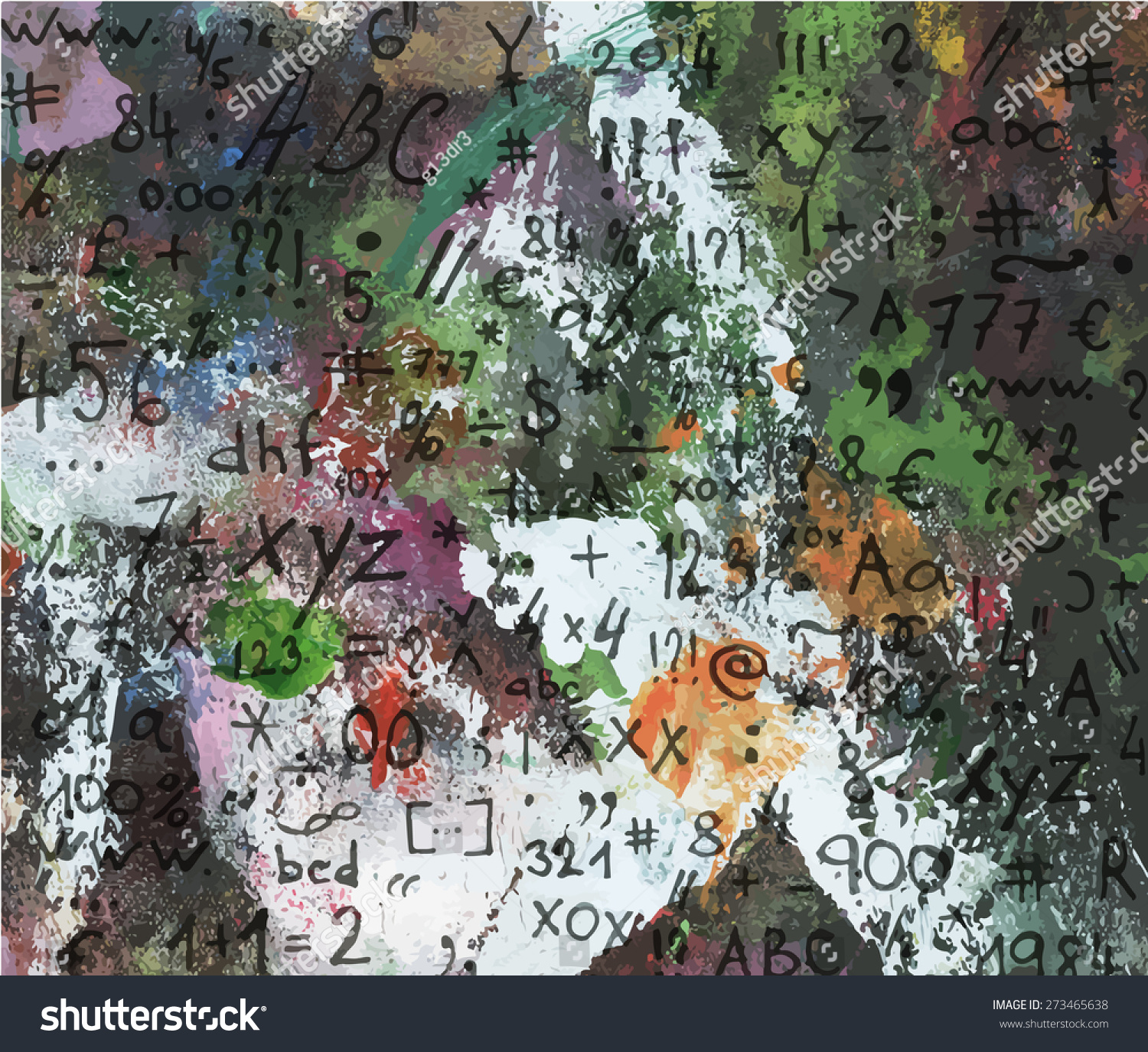 Vektor Stok Hand Written Alphabet Letters Numbers Symbols Tanpa Royalti Shutterstock