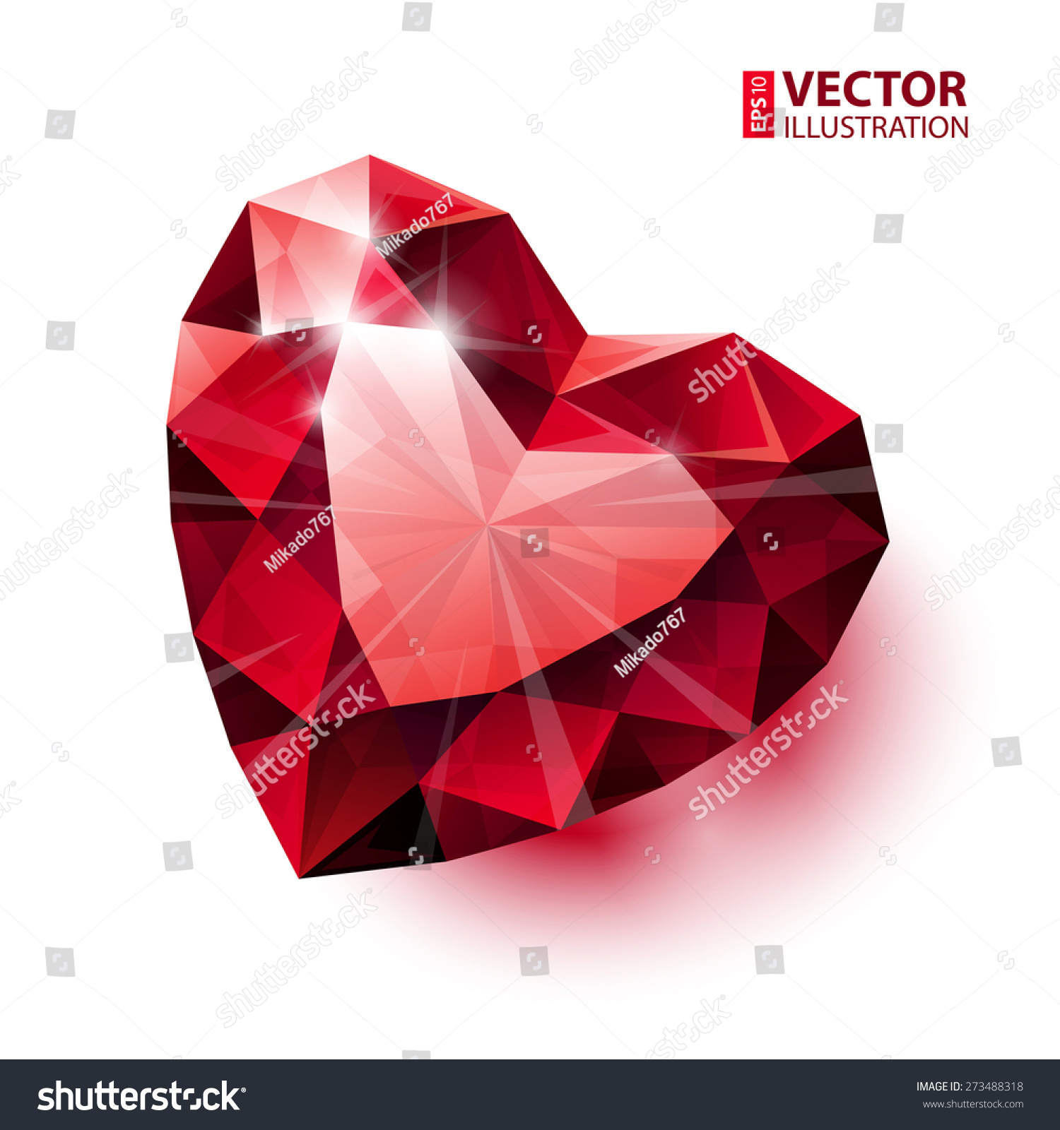 Shiny Isolated Red Ruby Heart Shape Stock Vector (Royalty Free ...