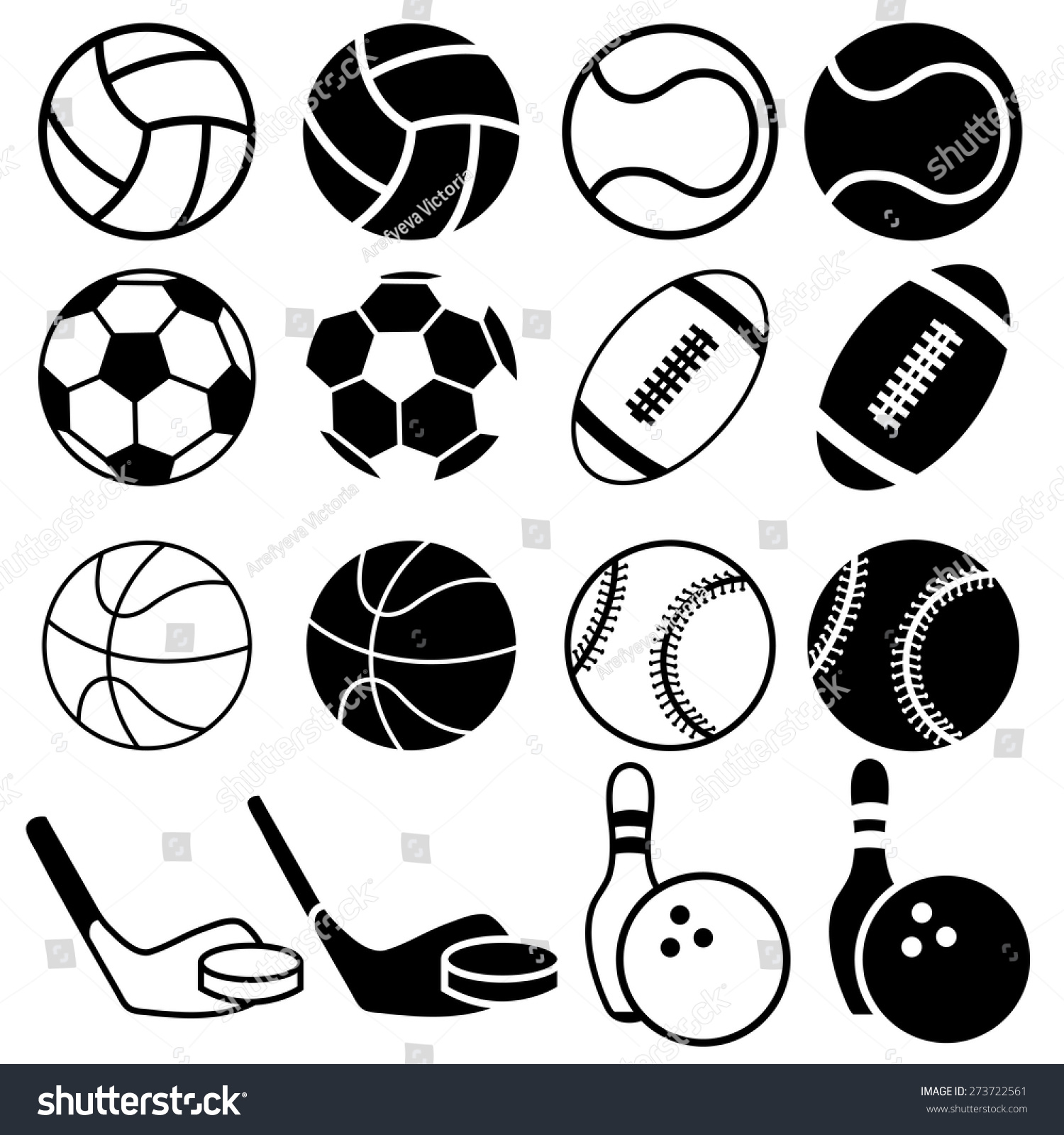 Set Black White Sports Balls Icons Stock Vector (Royalty Free ...