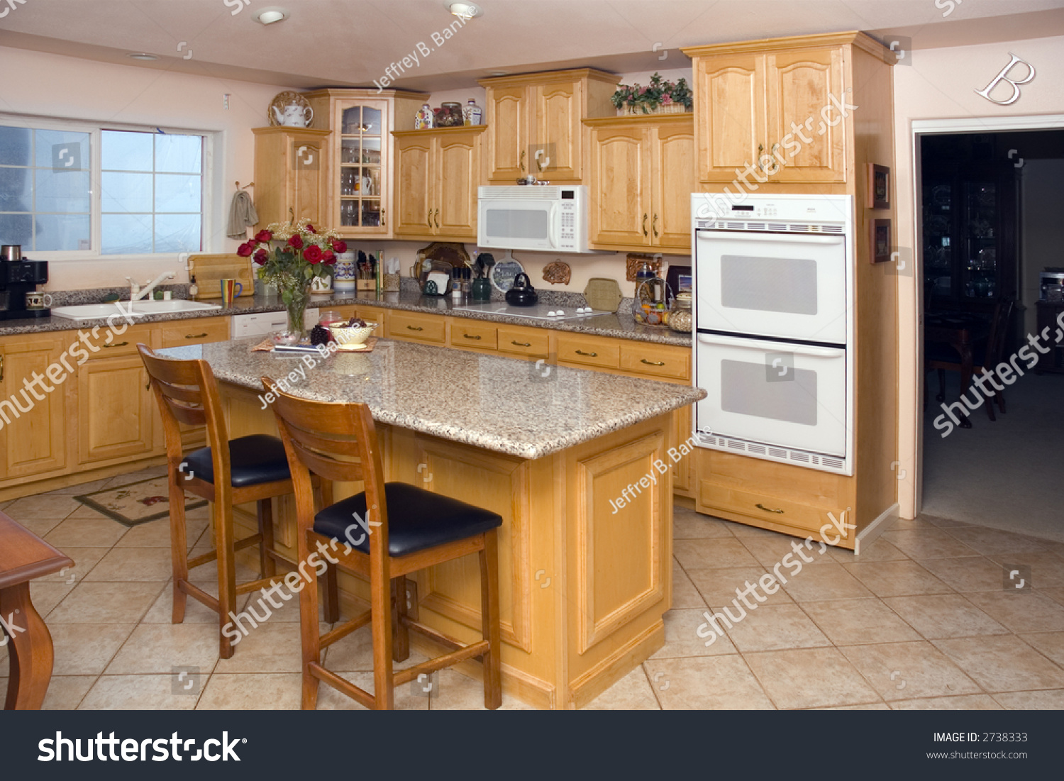 Modern Kitchen Granite Counters Island Custom Stock Photo 2738333   Stock Photo Modern Kitchen With Granite Counters And Island In A Custom Home In Northern California 2738333 