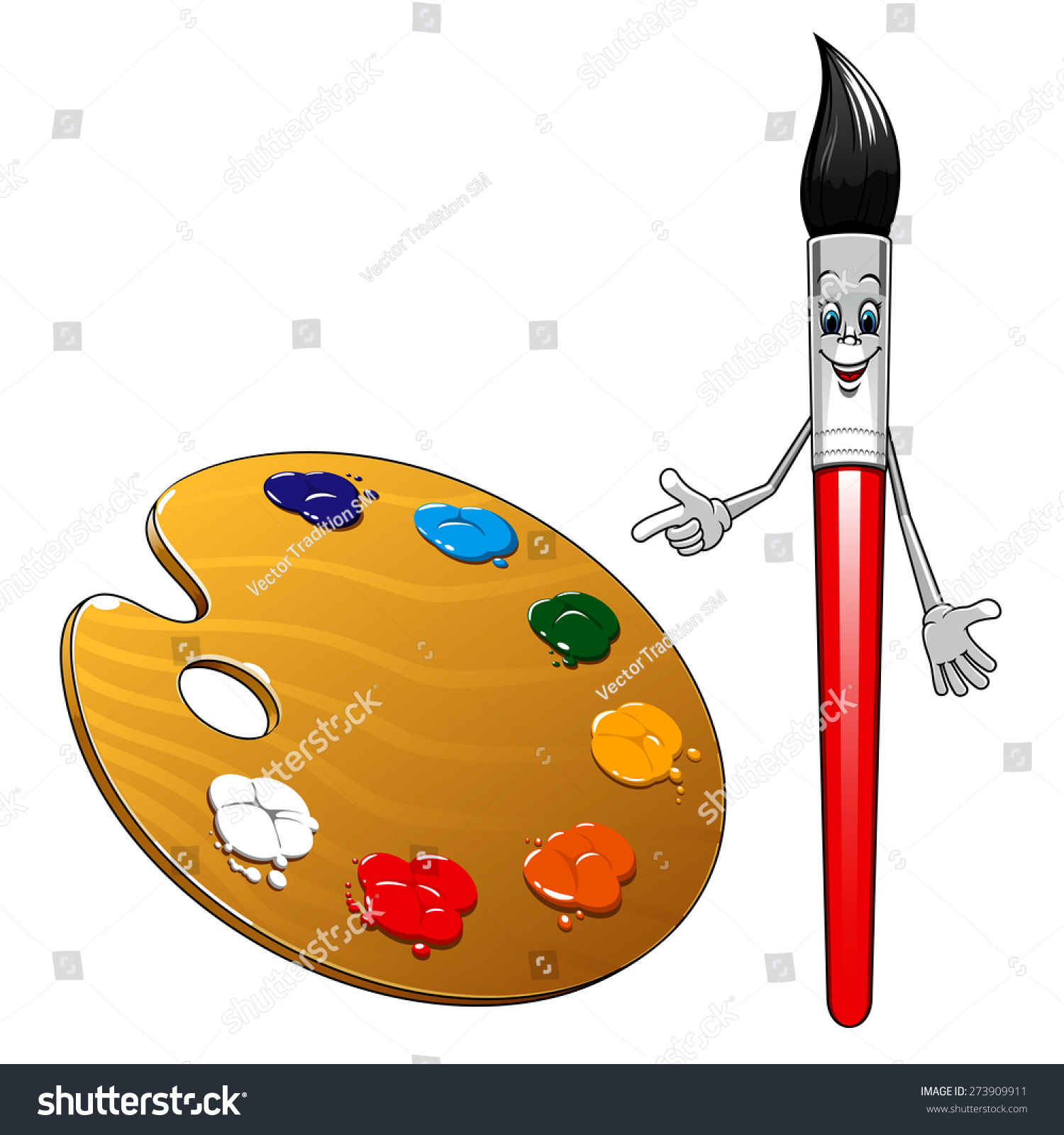 Cartoon Cute Smiling Paint Brush Character Stock Vector (Royalty Free ...