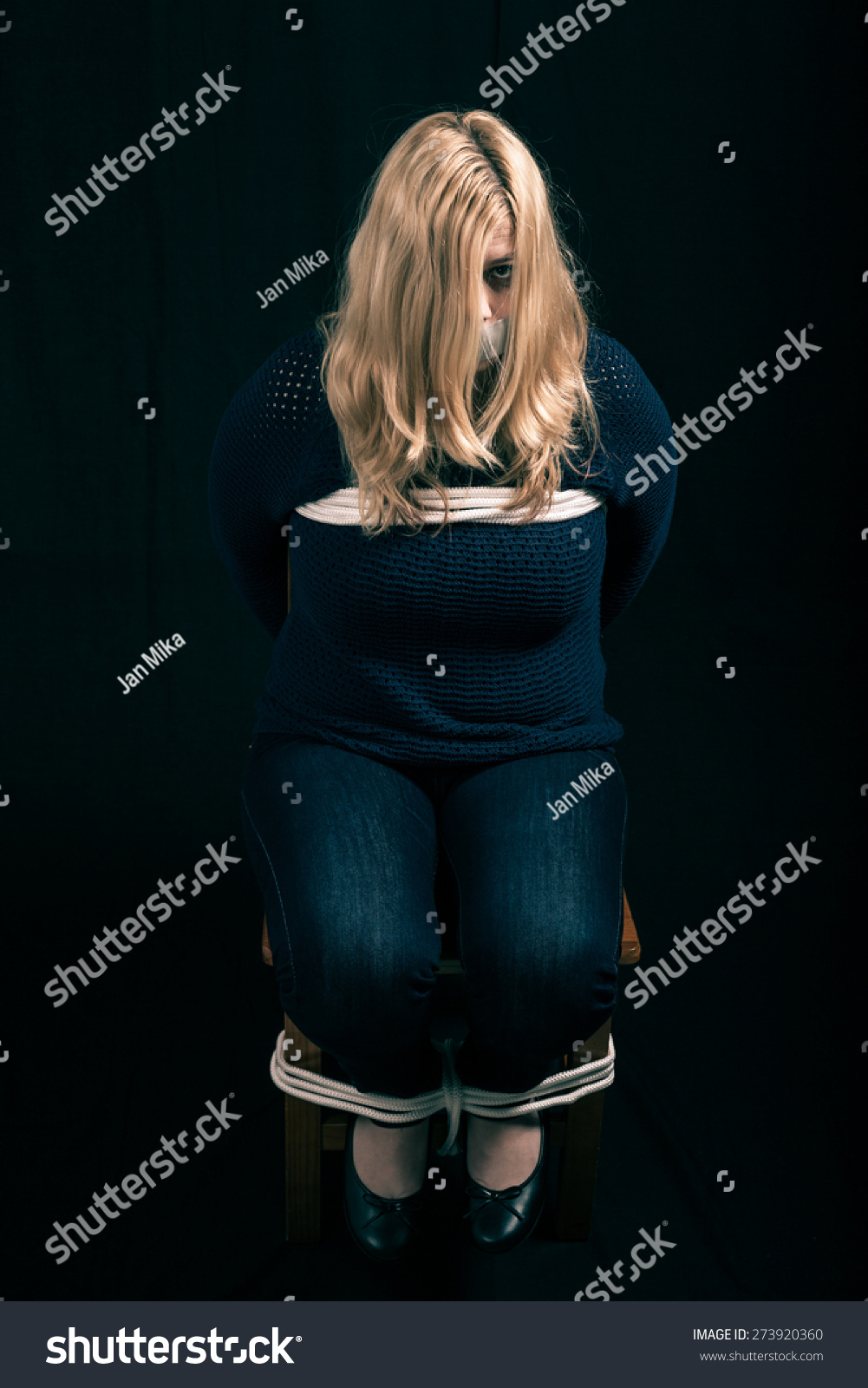 Kidnapped Woman Hostage Tape Over Mouth Stock Photo 273920360 ...