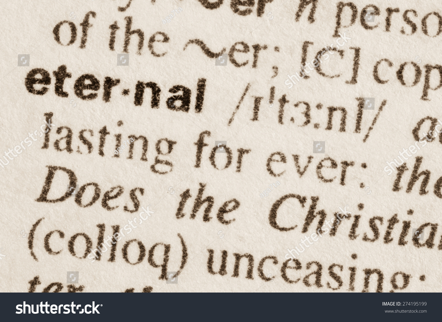 Definition Word Eternal Dictionary Stock Photo 274195199 