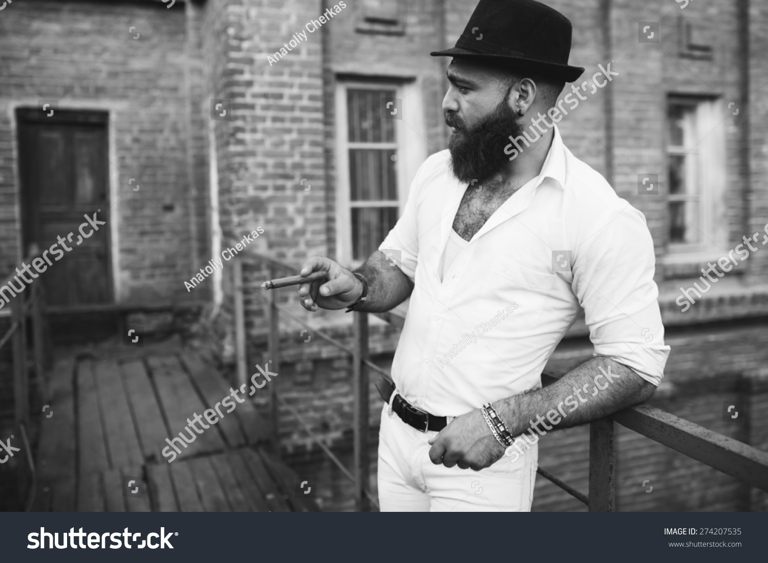 Bearded Italian Boss Smoke Cigar Black Stock Photo 274207535 | Shutterstock