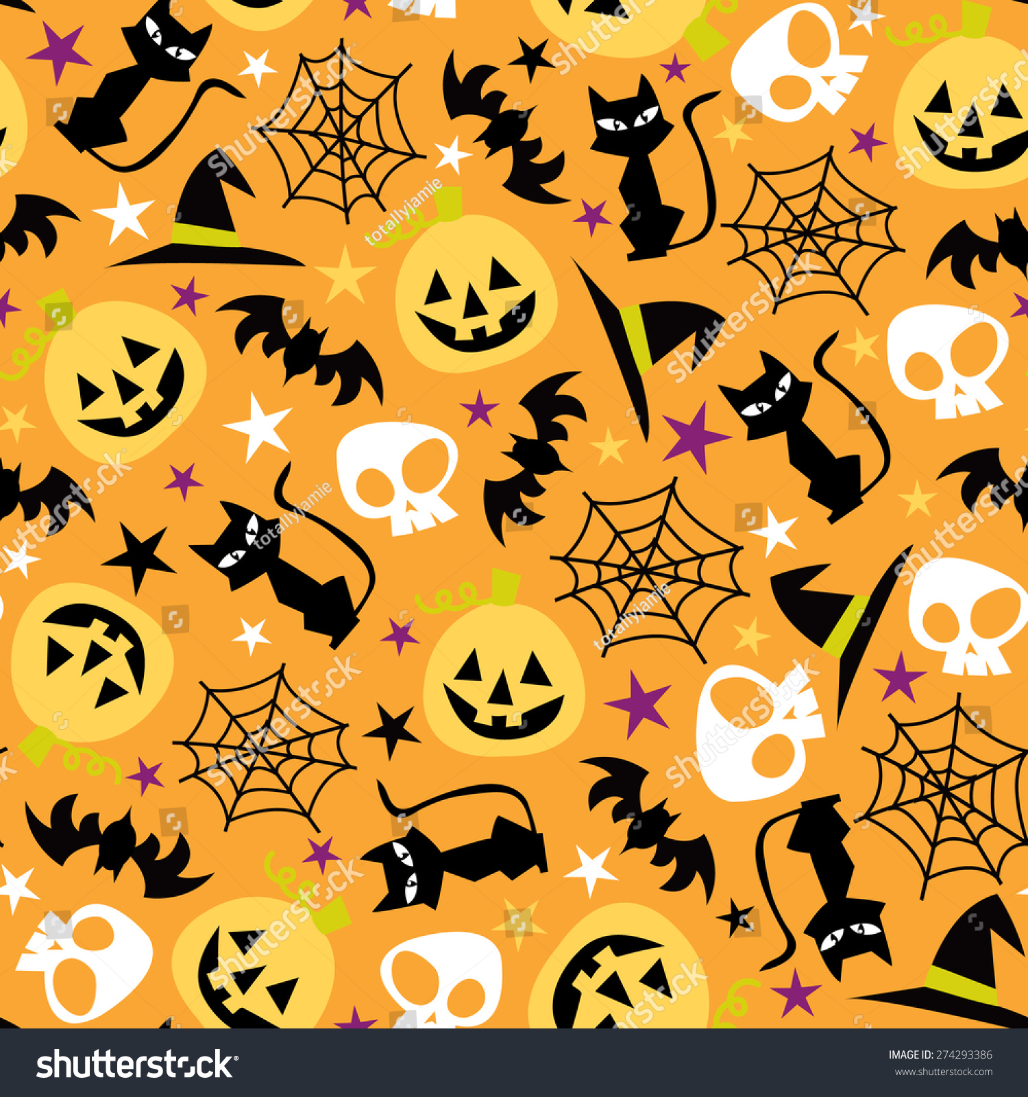 Vector Illustration Seamless Pattern Retro Halloween Stock Vector ...