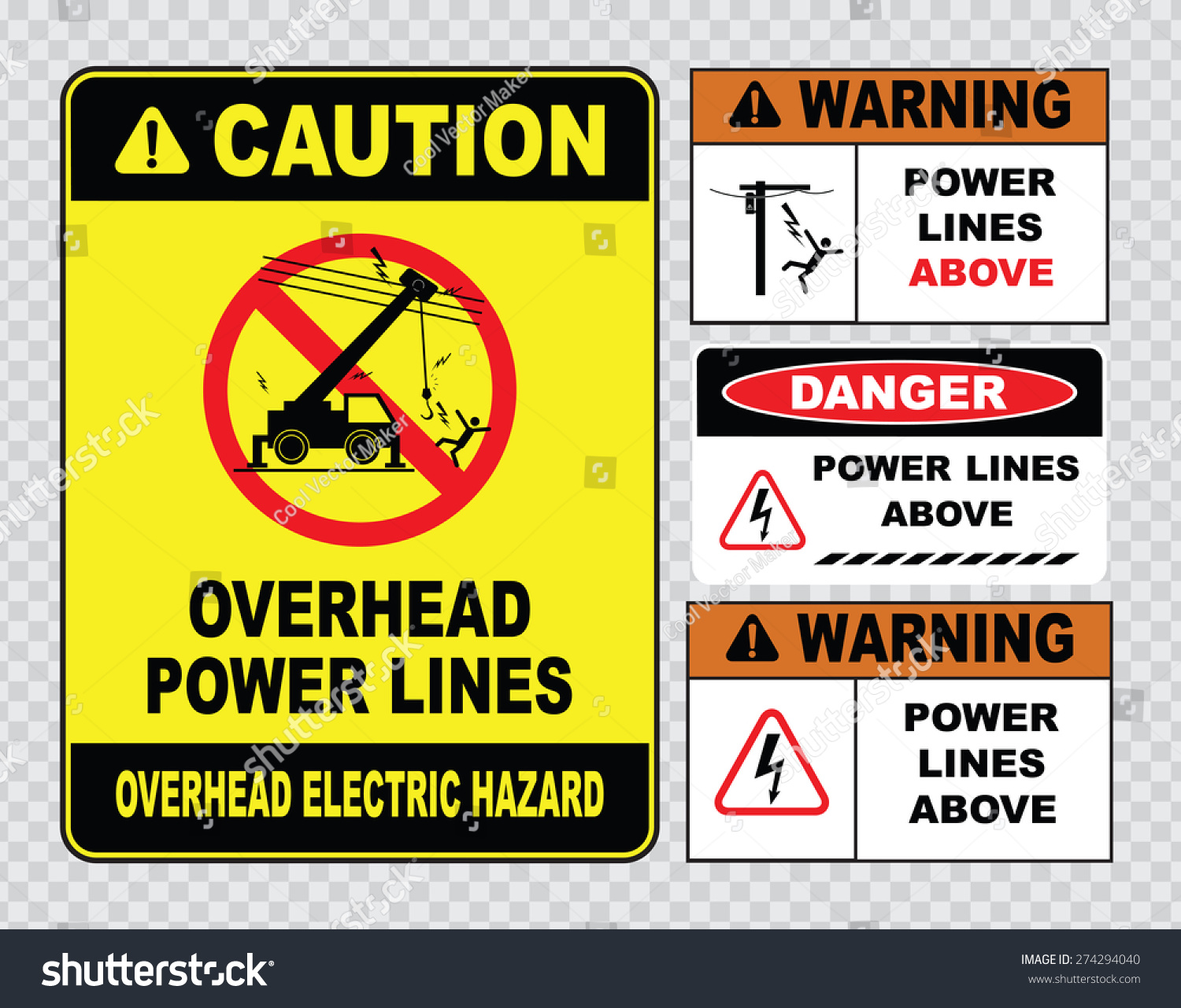 Caution Overhead Power Lines Electrical Safety 库存矢量图（免版税）274294040