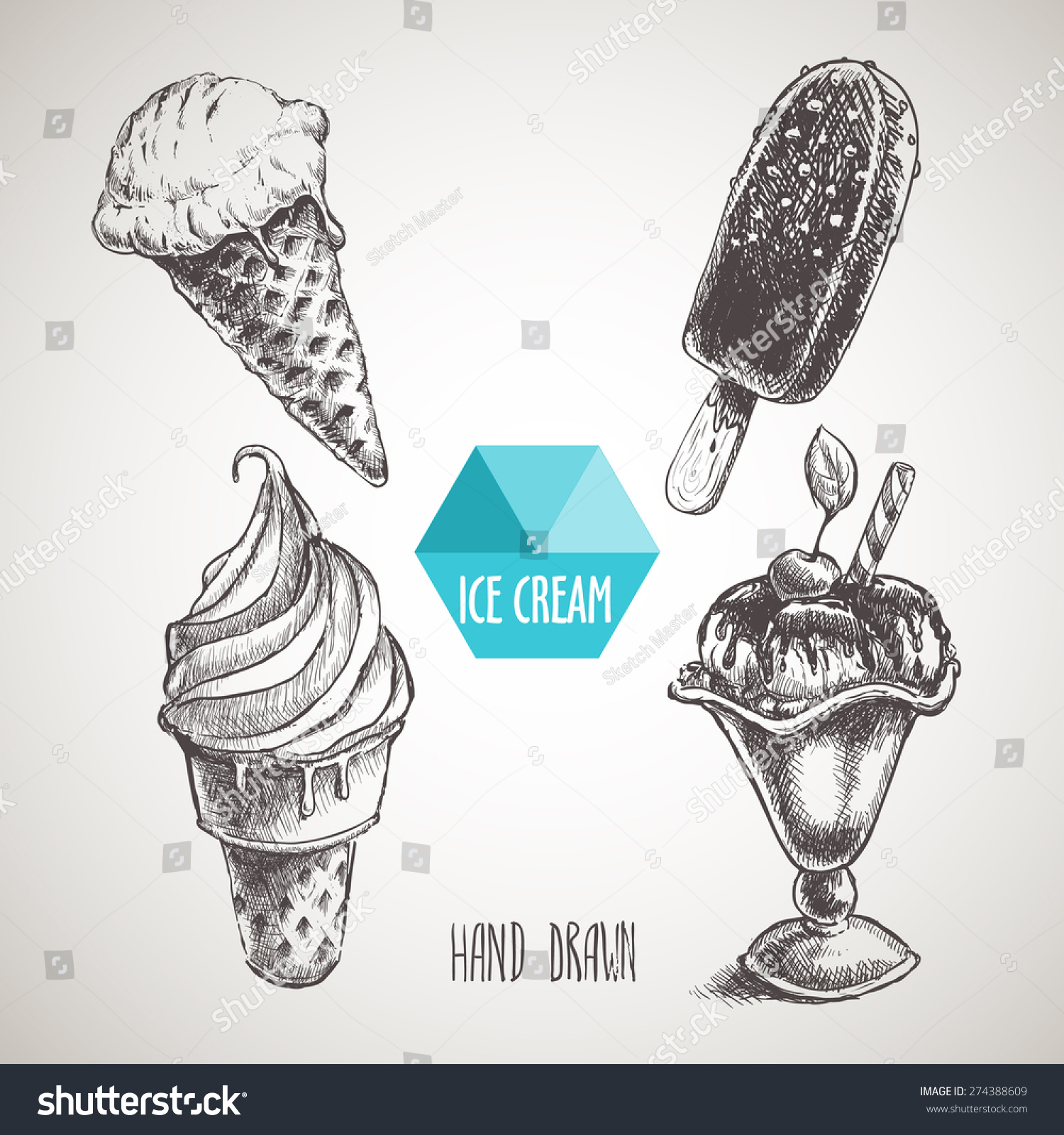 Мороженое рисунок от руки