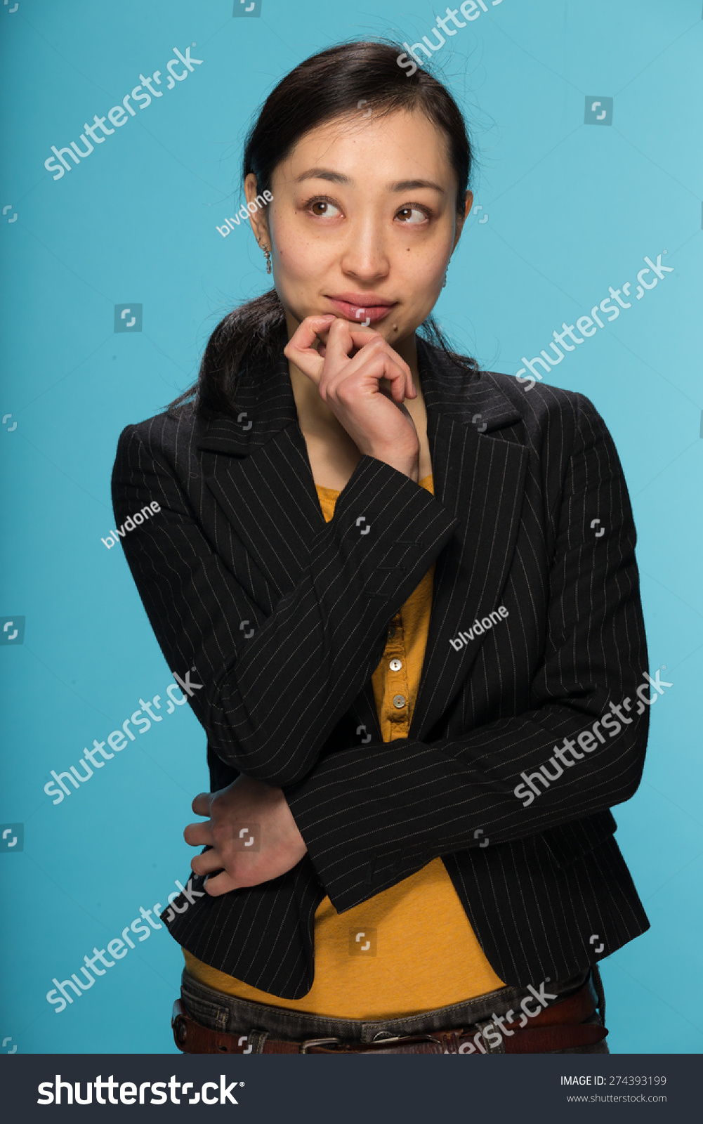 Young Asian Woman Studio Thinking Pose Stock Photo 274393199 Shutterstock