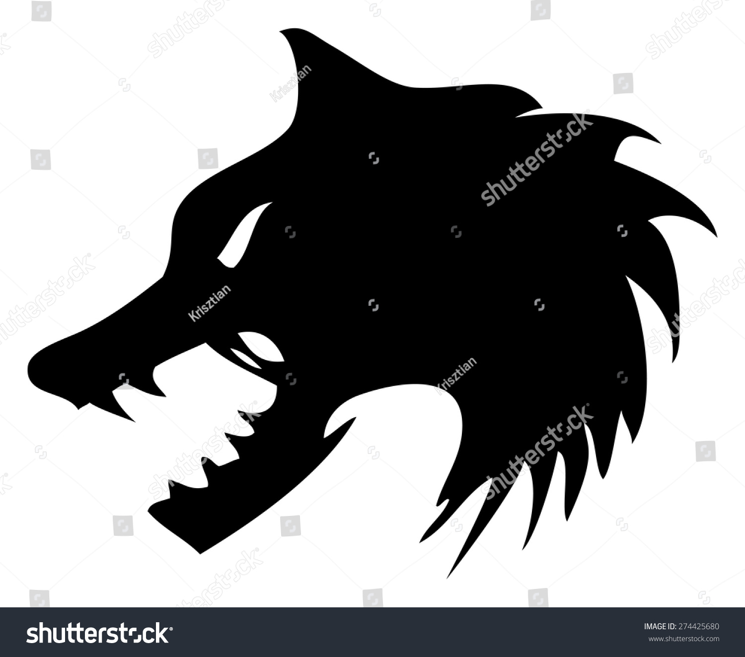 Силуэт злого волка