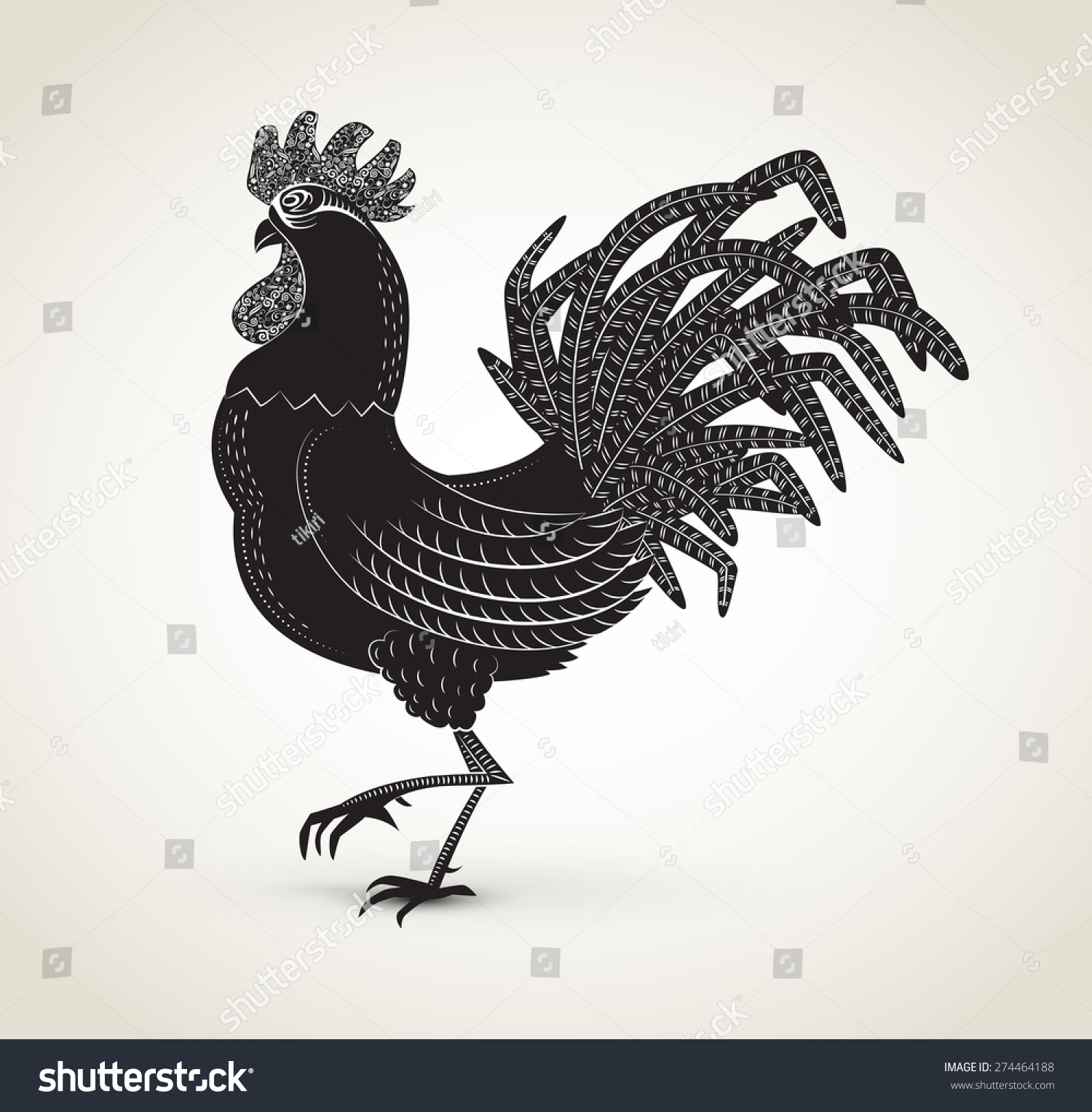 Rooster Ornaments Chinese Zodiac Sign Vector Stock Vector (Royalty Free ...