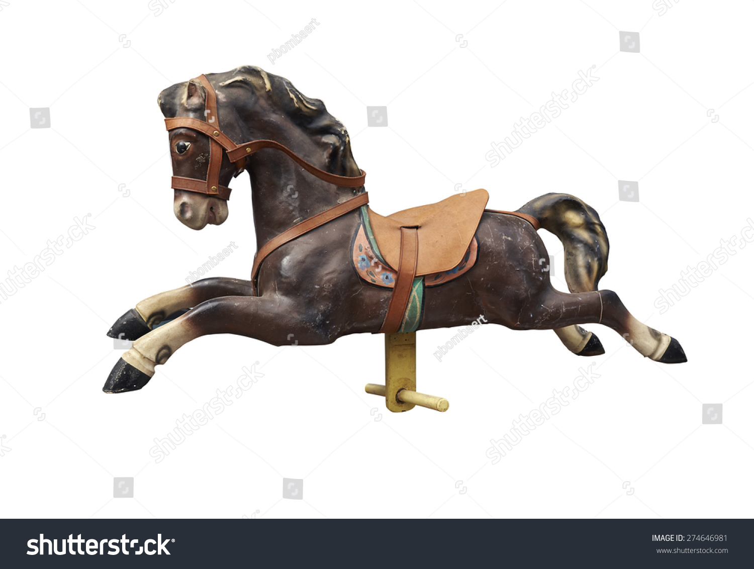 Old Wooden Vintage Carousel Horse Isolated Stock Photo 274646981 ...