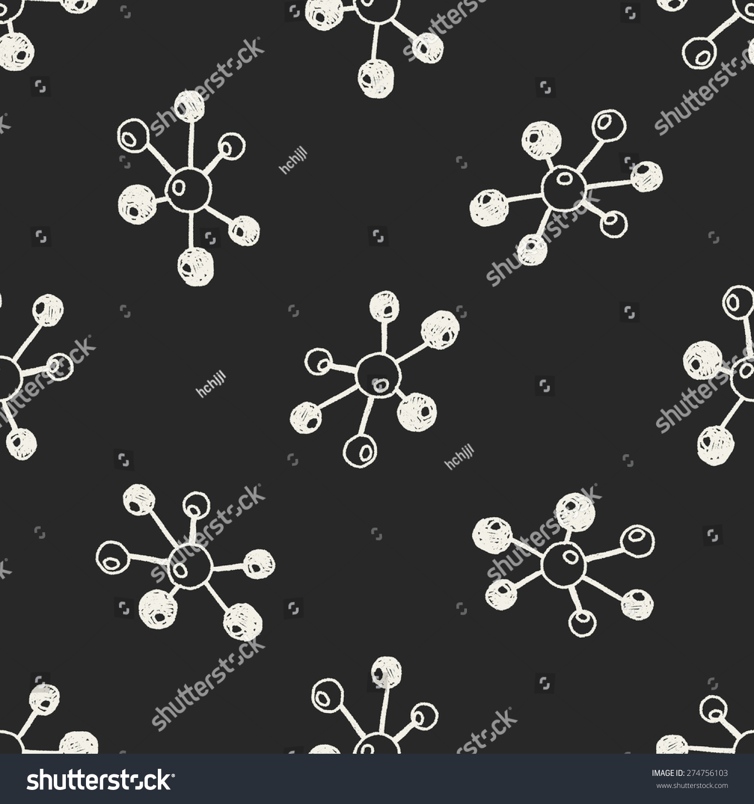 Molecular Doodle Seamless Pattern Background Stock Vector (Royalty Free ...