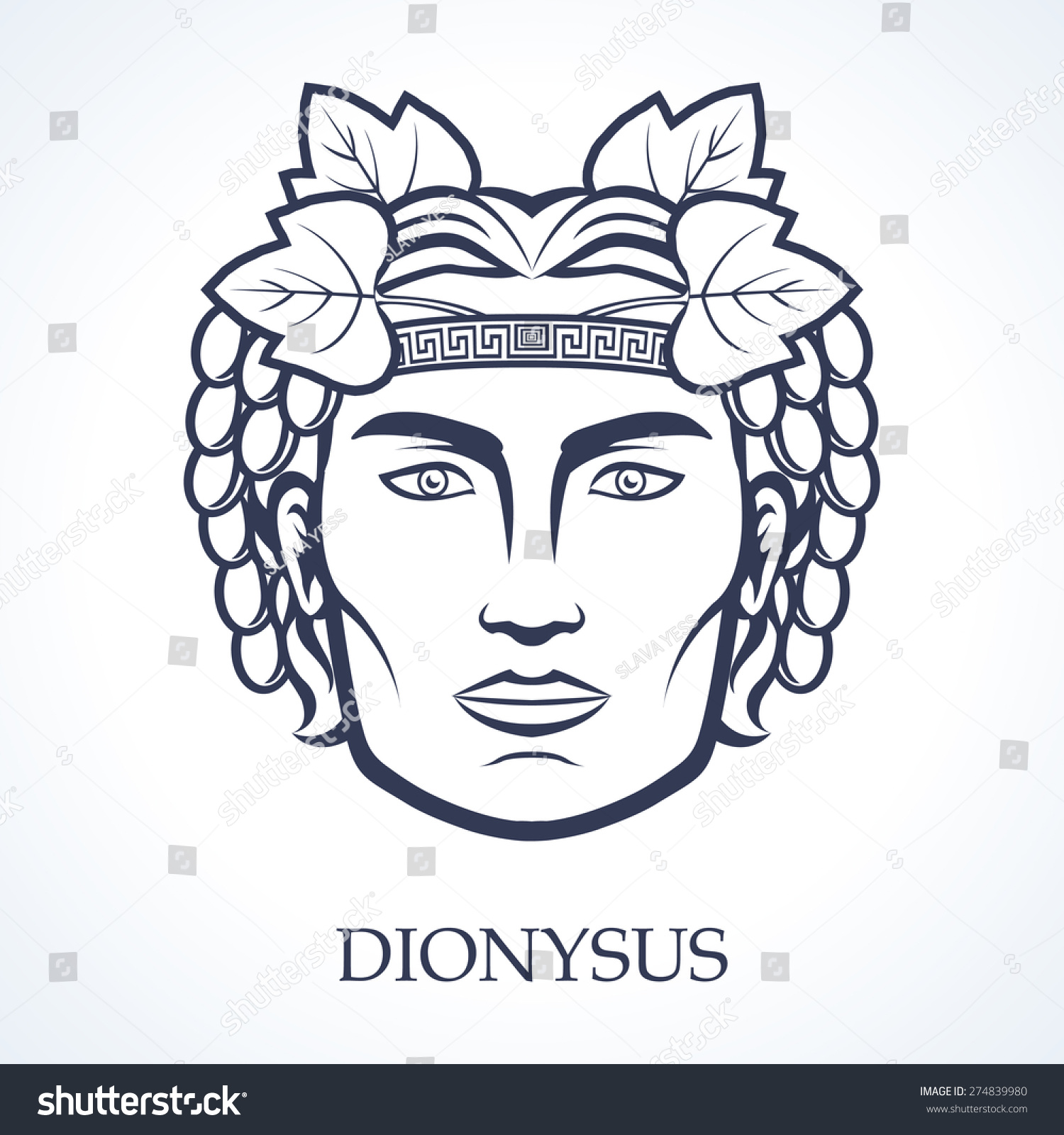 Dionysus Ancient Greek God Grape Harvest Stok Vektör (Telifsiz) 274839980 S...