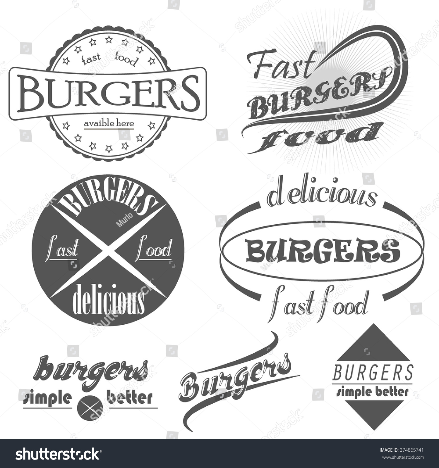 Set Vintage Fast Food Restaurant Signs Stock Vector (Royalty Free ...