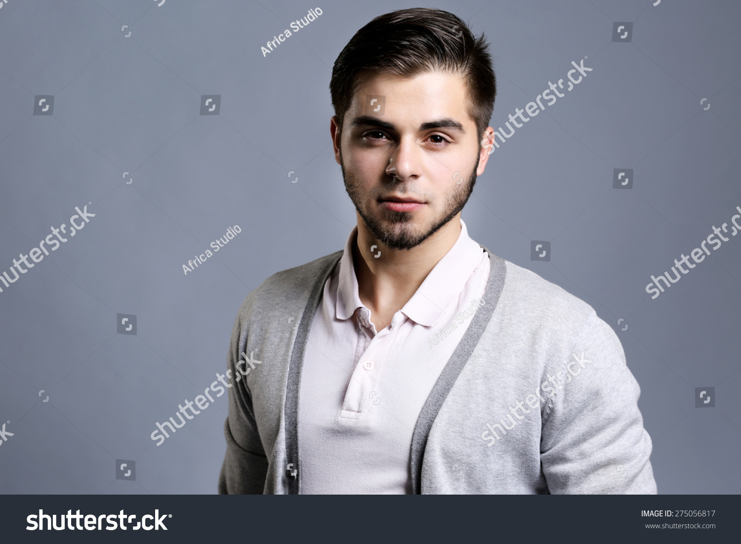 Portrait Young Man On Gray Background Stock Photo 275056817 | Shutterstock