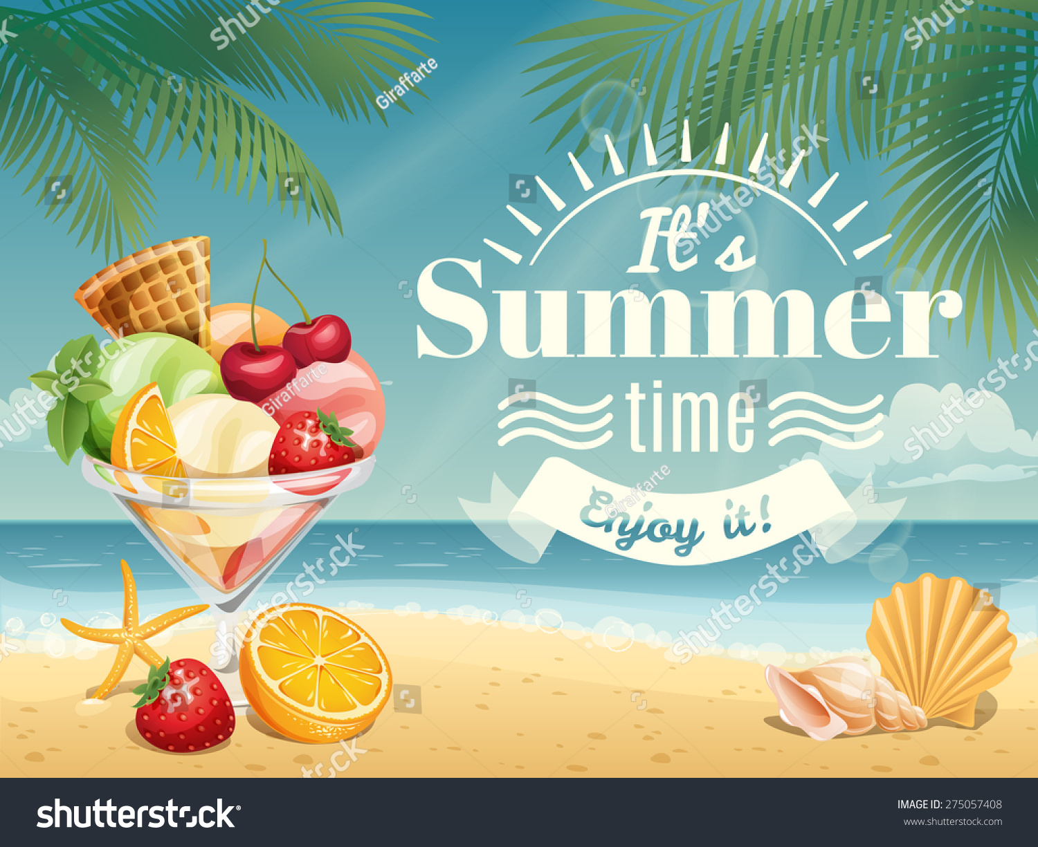 Vector Background Summer Food Elements Stock Vector (Royalty Free ...