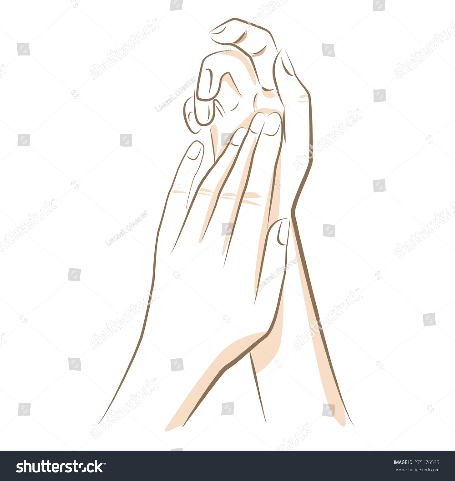 Close Woman Hands Drawn Vector Lines Stock Vector (Royalty Free ...