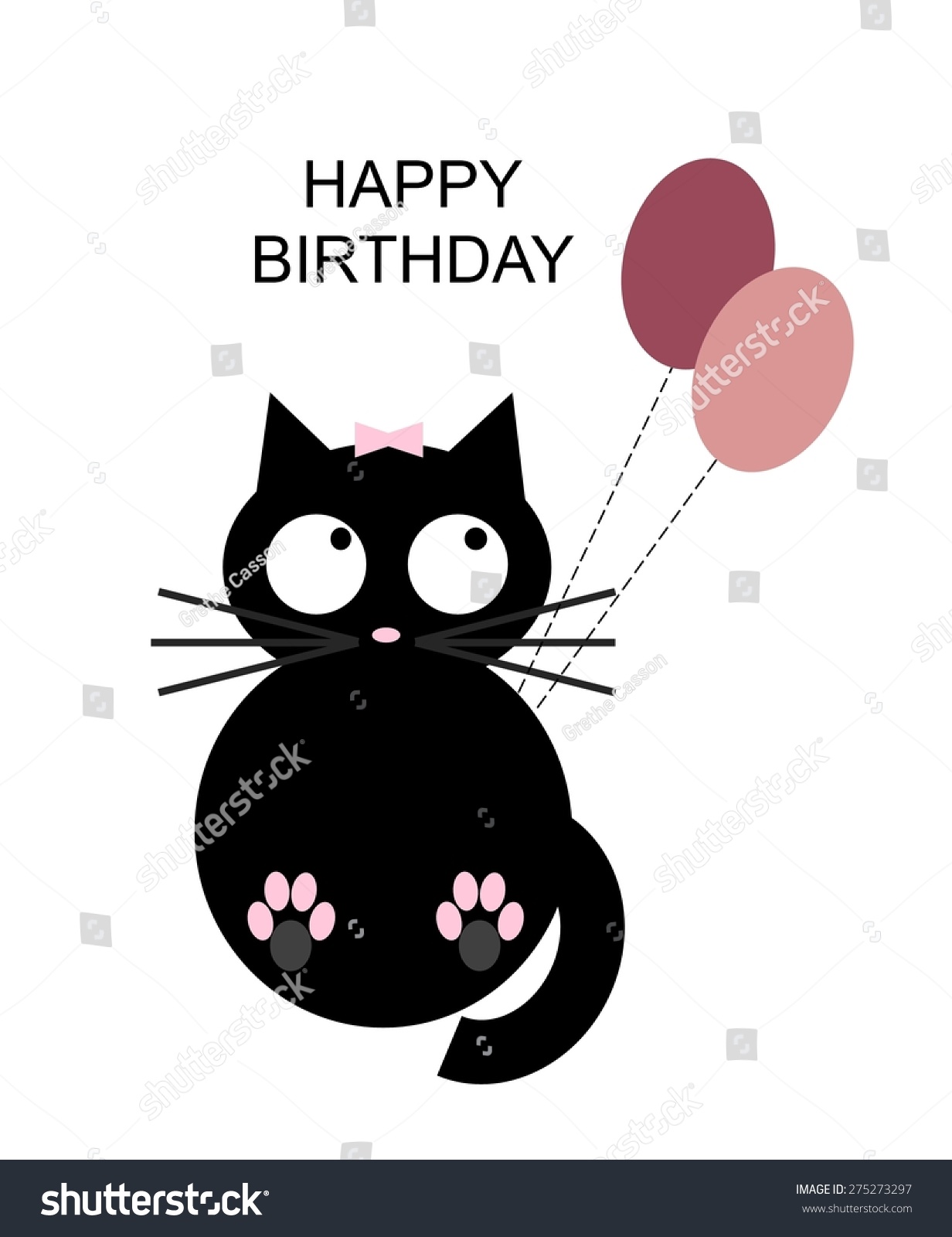 Happy Birthday Black Cat Images Cartoon Black Cat Balloons Happy Birthday Stock Illustration 275273297 |  Shutterstock