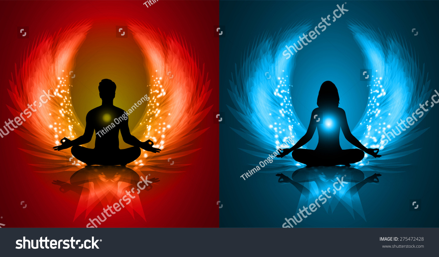 Man Woman Meditate Blue Red Orange Stock Vector Royalty Free 275472428 Shutterstock 2384