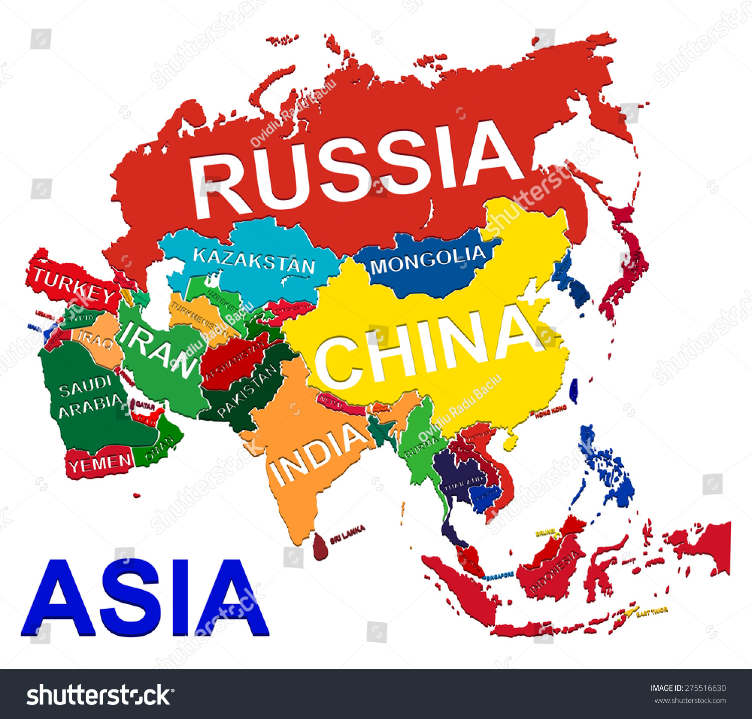 Asia Political Map Stock Vector Royalty Free 275516630 Shutterstock 