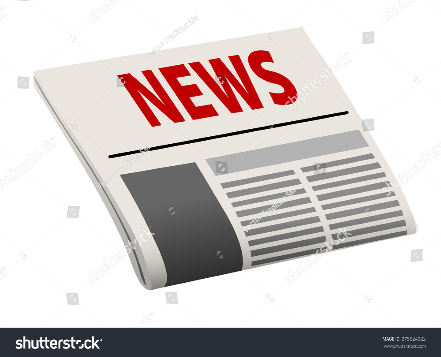 Folded Angled Cartoon Newspaper Perspective Header Stock Illustration ...