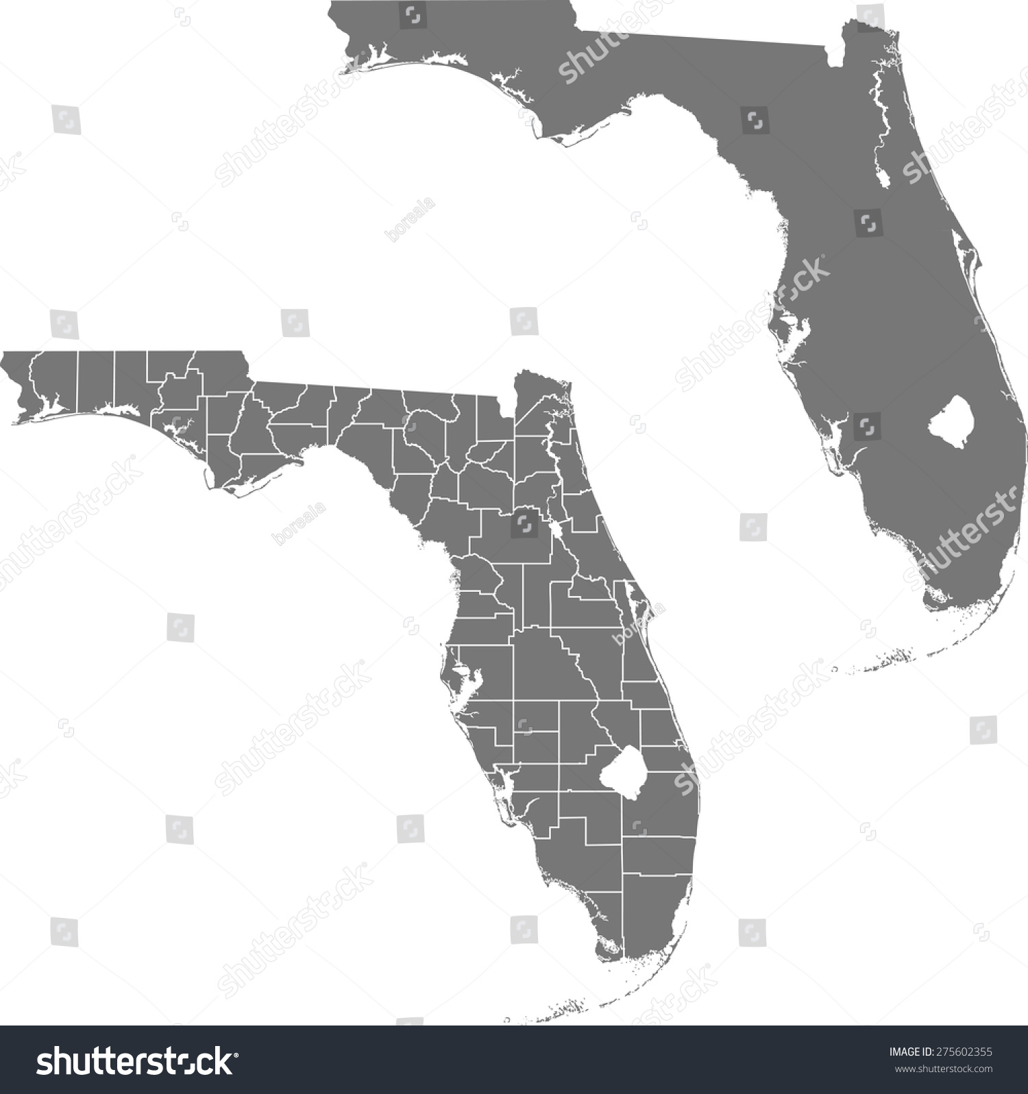 Florida Map Stock Vector (Royalty Free) 275602355 | Shutterstock