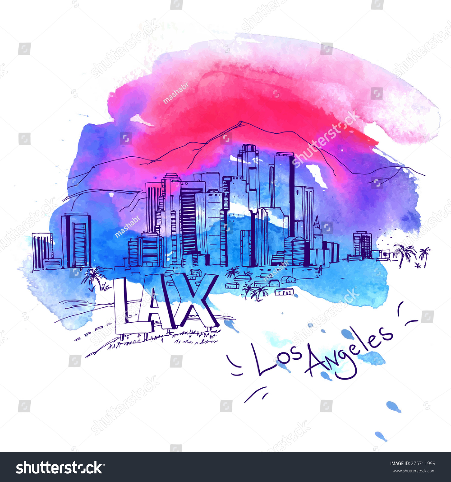 1,893 Los Angeles Skyline Art Images, Stock Photos & Vectors | Shutterstock