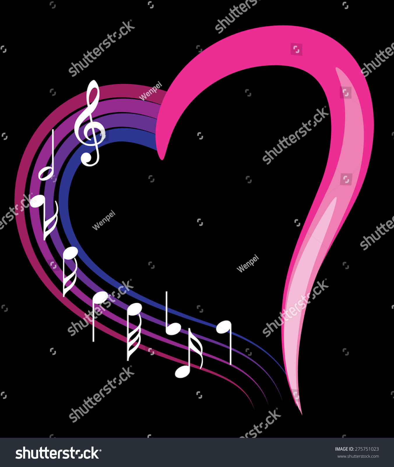 Music Note Heart Shape Icon Stock Vector (Royalty Free) 275751023 ...