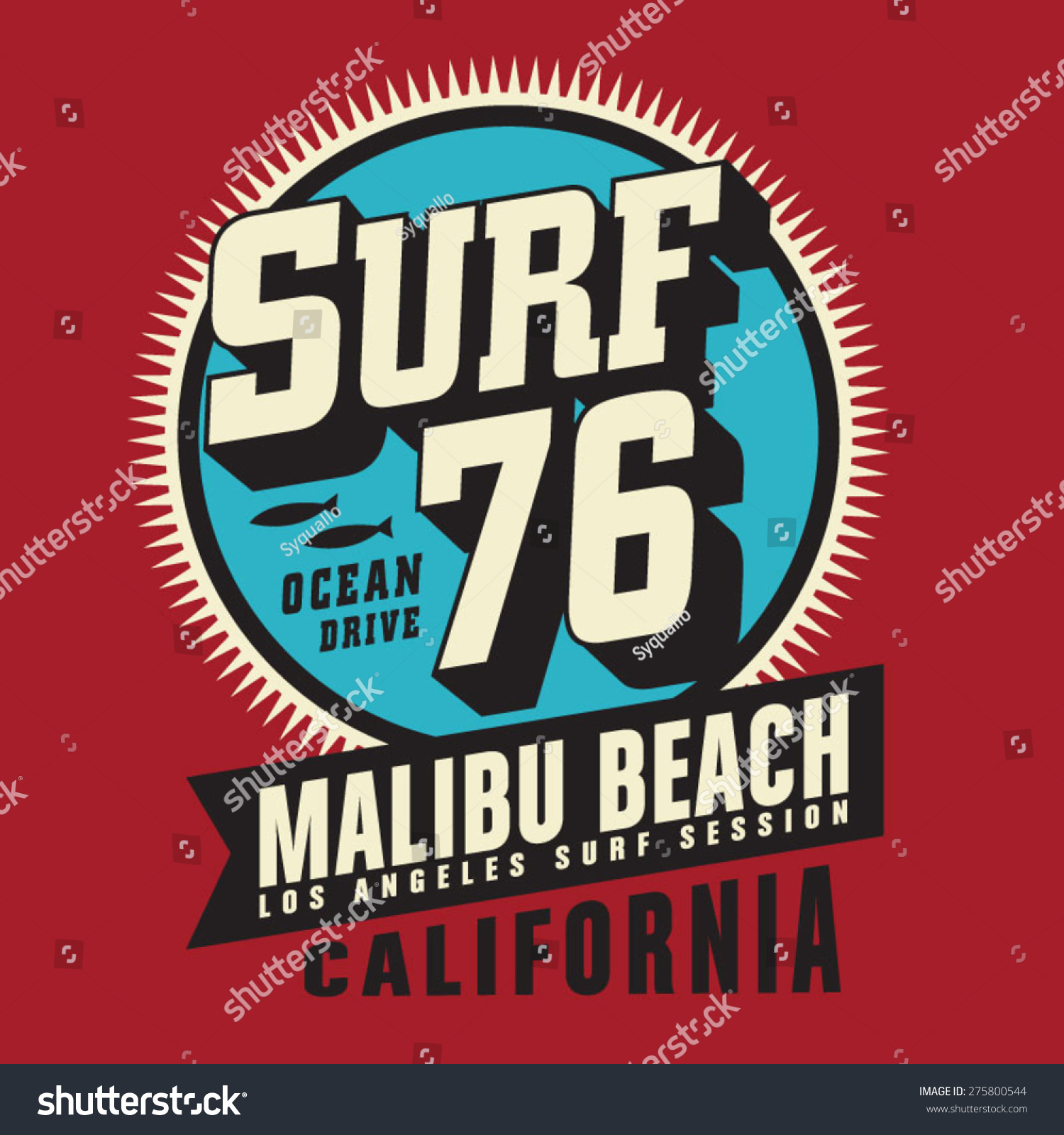 California Surf Typography Tshirt Graphics Vectors Stock Vector ...