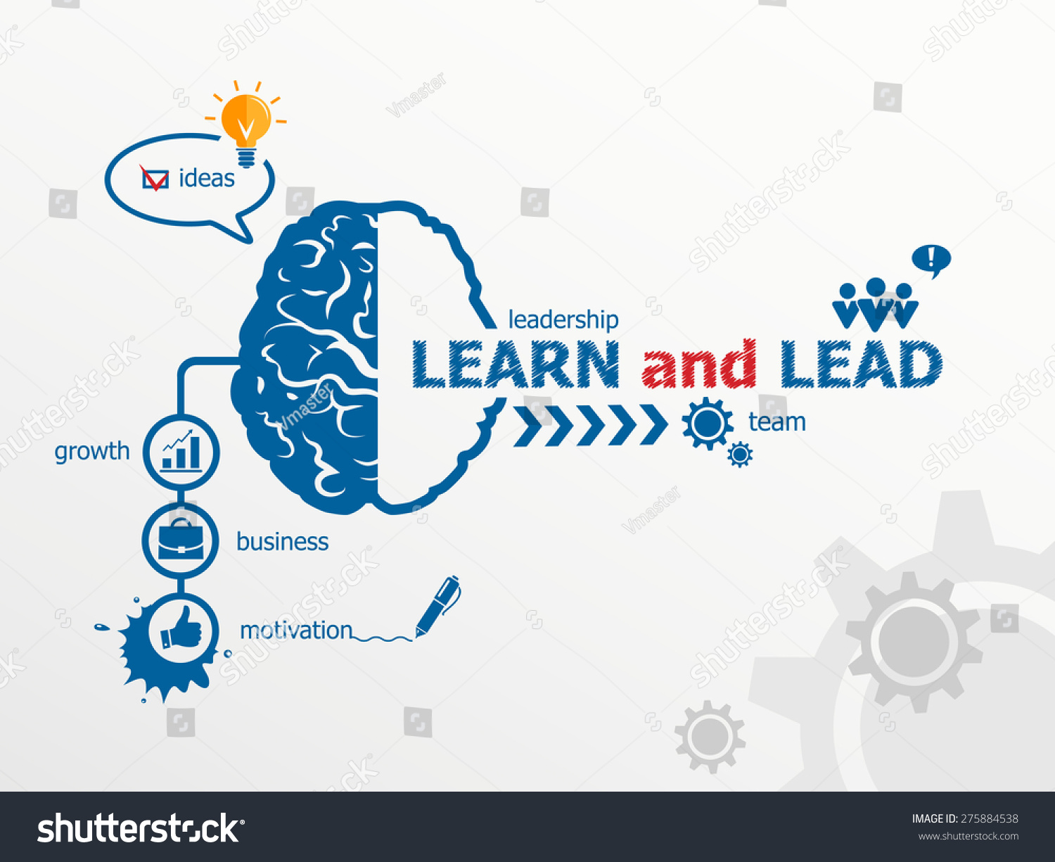 Learn Lead Concept Brain Hand Writing Stock Vector (Royalty Free ...