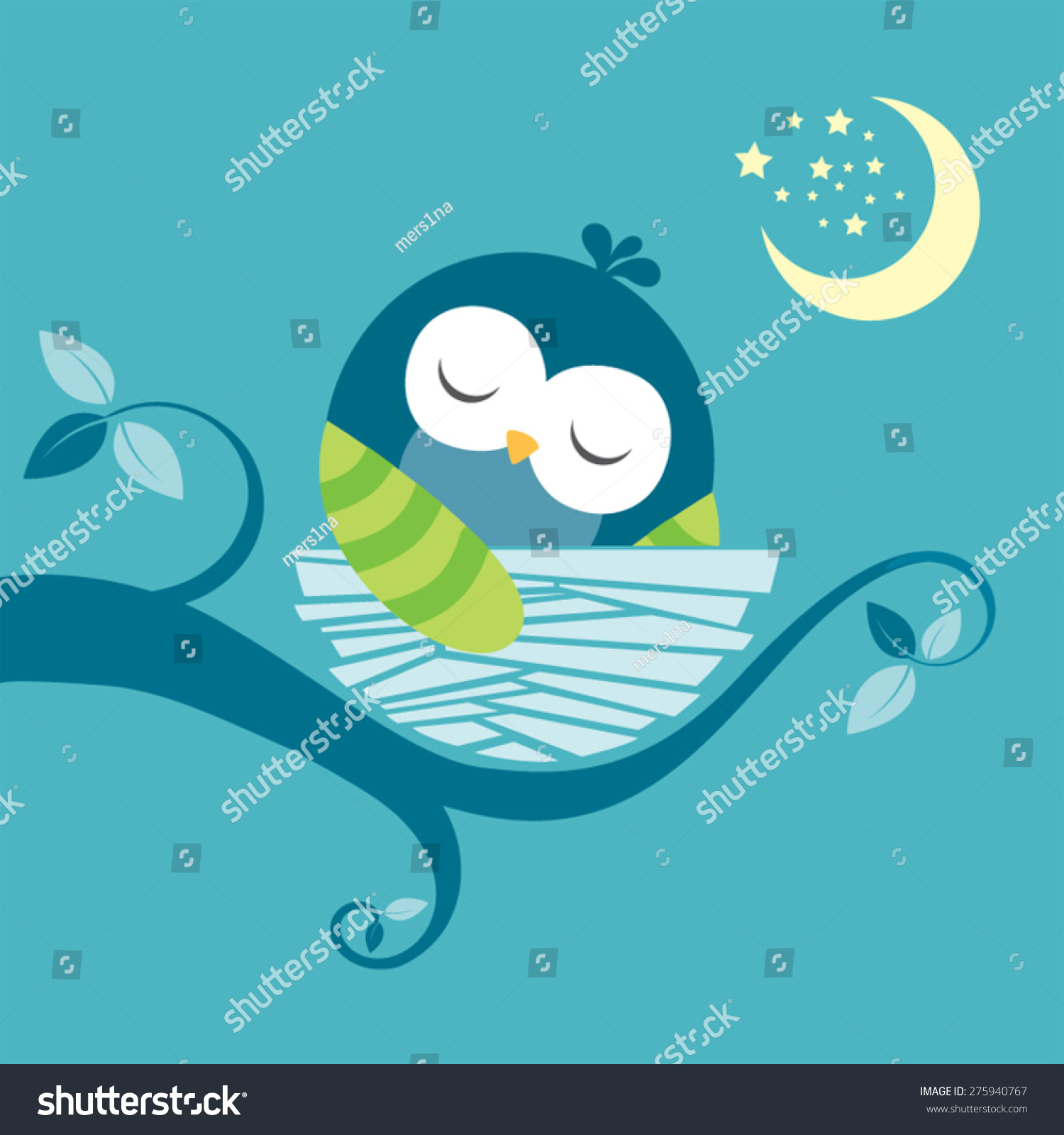 Cute Sleeping Baby Owl Vector Image Stock Vector (Royalty Free ...