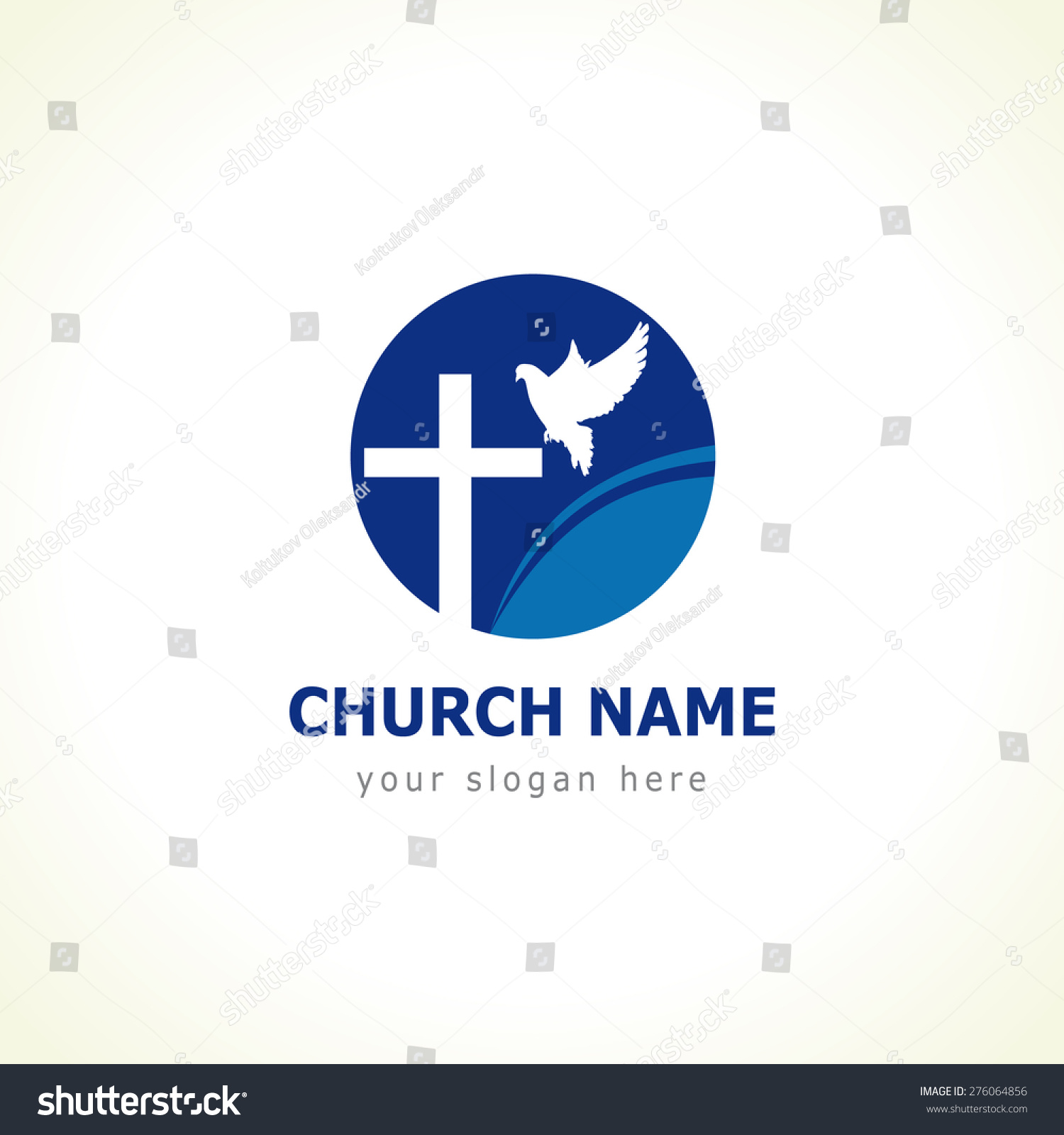 Christian Church Vector Logo Blue Colored Stock Vector (Royalty Free ...