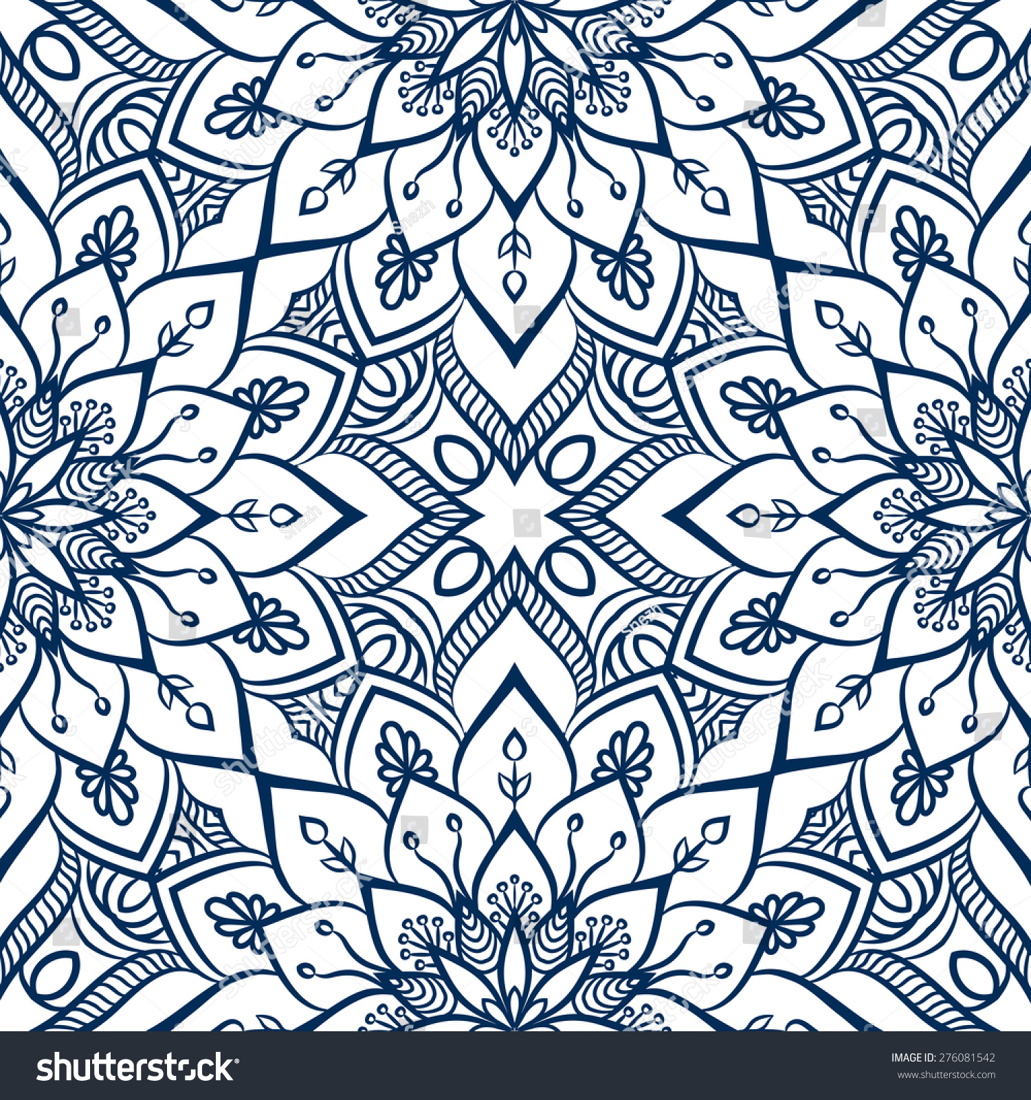 Seamless Pattern Vintage Decorative Elements Hand Stock Vector (Royalty ...