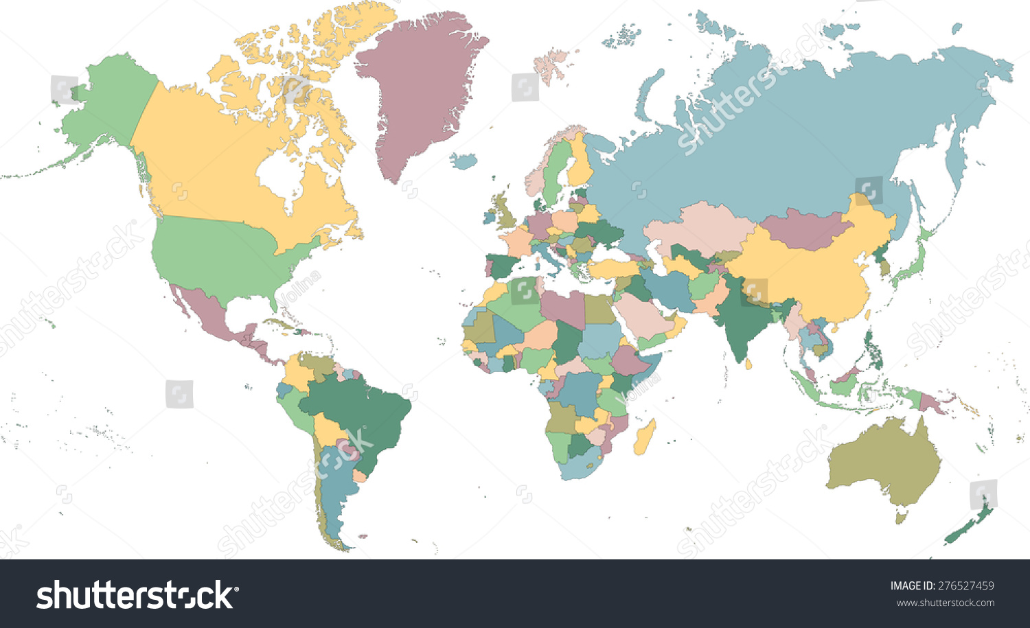 Detailed Map World Divided Into Countries Stock Illustration 276527459 ...