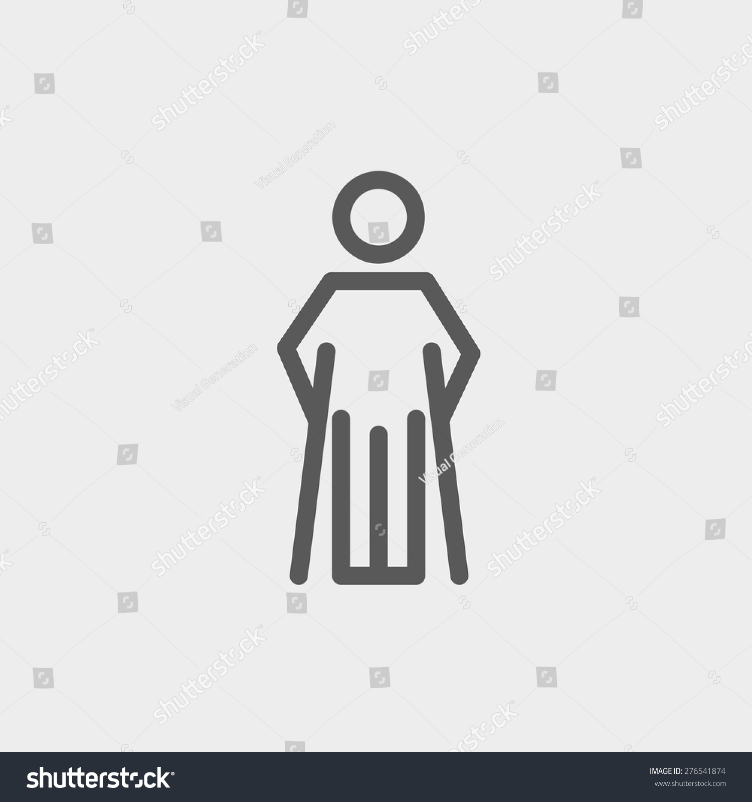 Injured Man Crutches Icon Thin Line Stock Vector Royalty Free