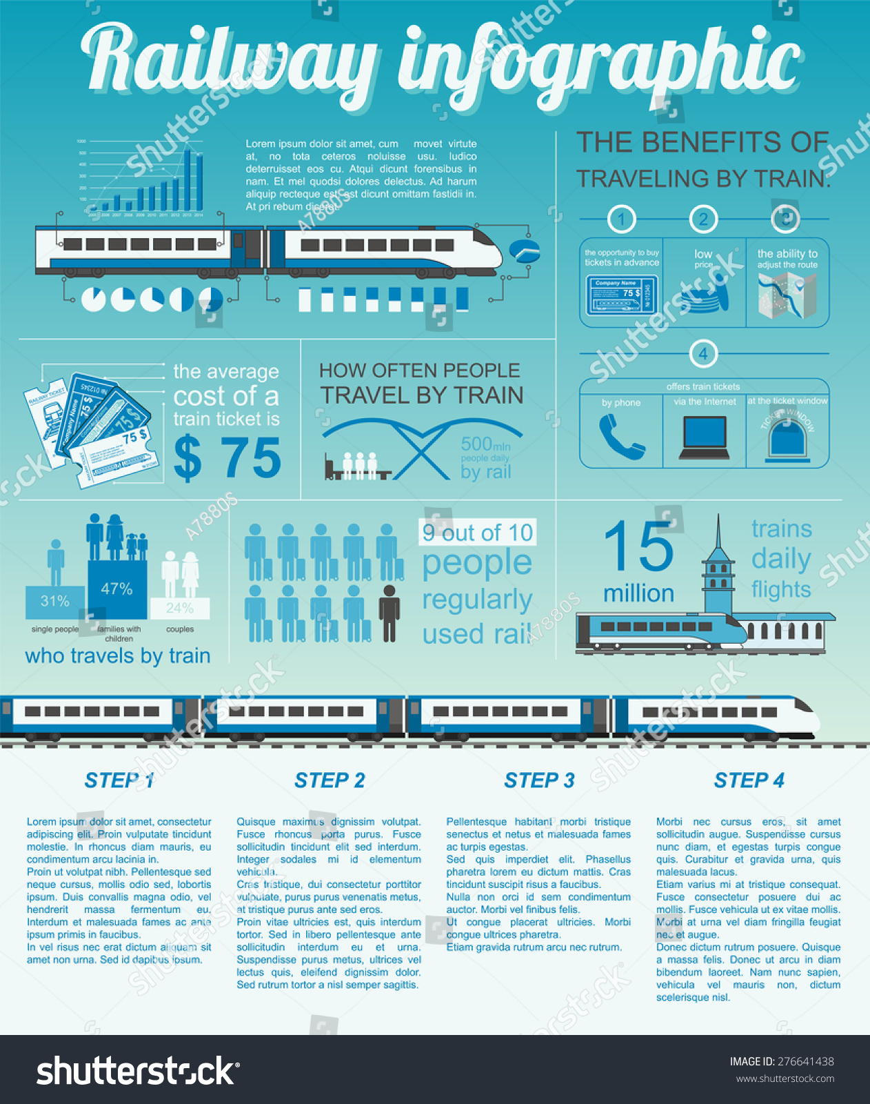 Railway Infographic Set Elements Creating Your Stock Vector (Royalty ...