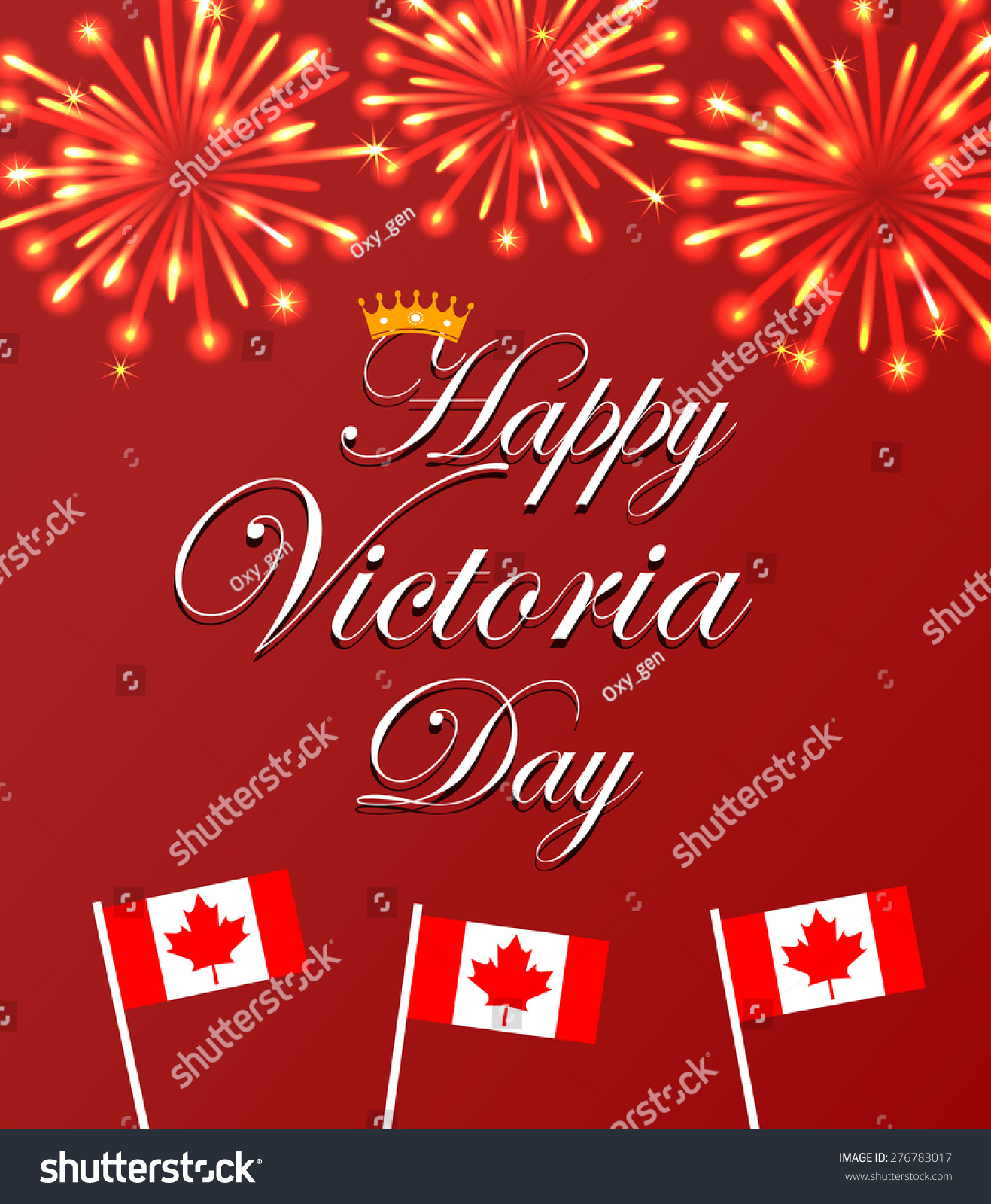 Happy Victoria Day Card Canada Flags Stock Vector (Royalty Free