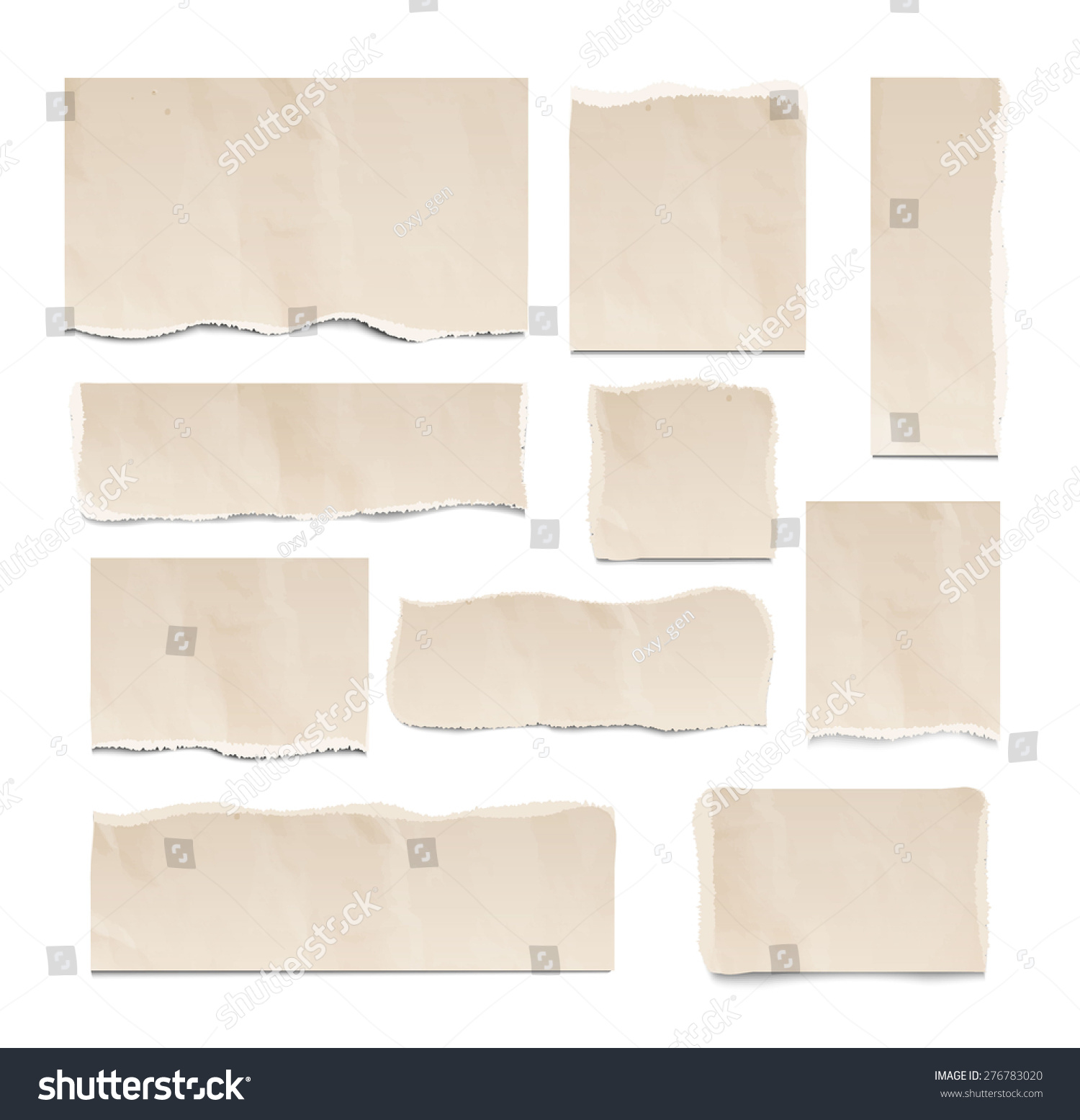 Old Ripped Pieces Paper Set Isolated Stock Vector (Royalty Free ...