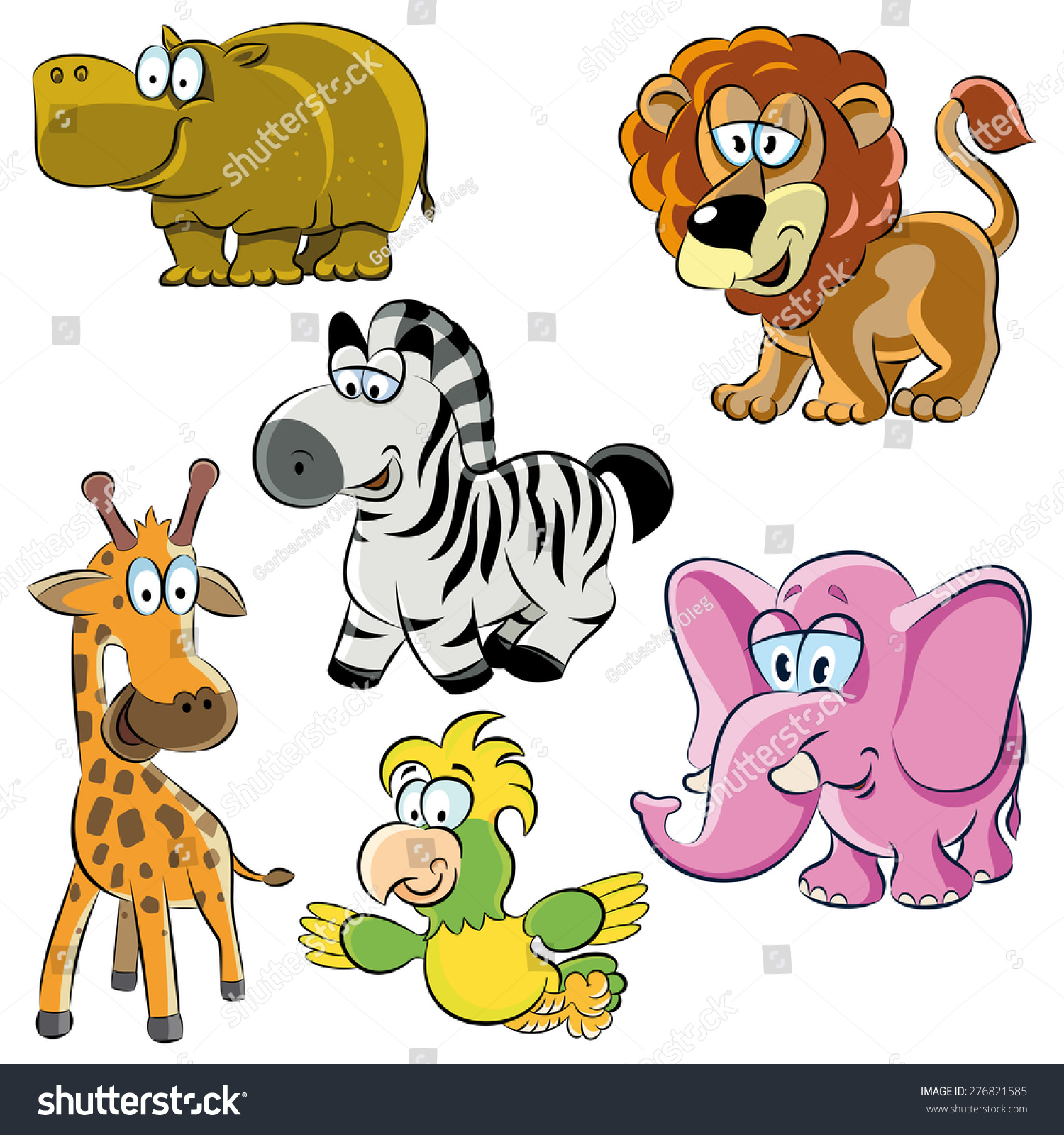 Vector Illustration Cartoon Animals Set Six Stock Vector (Royalty Free ...