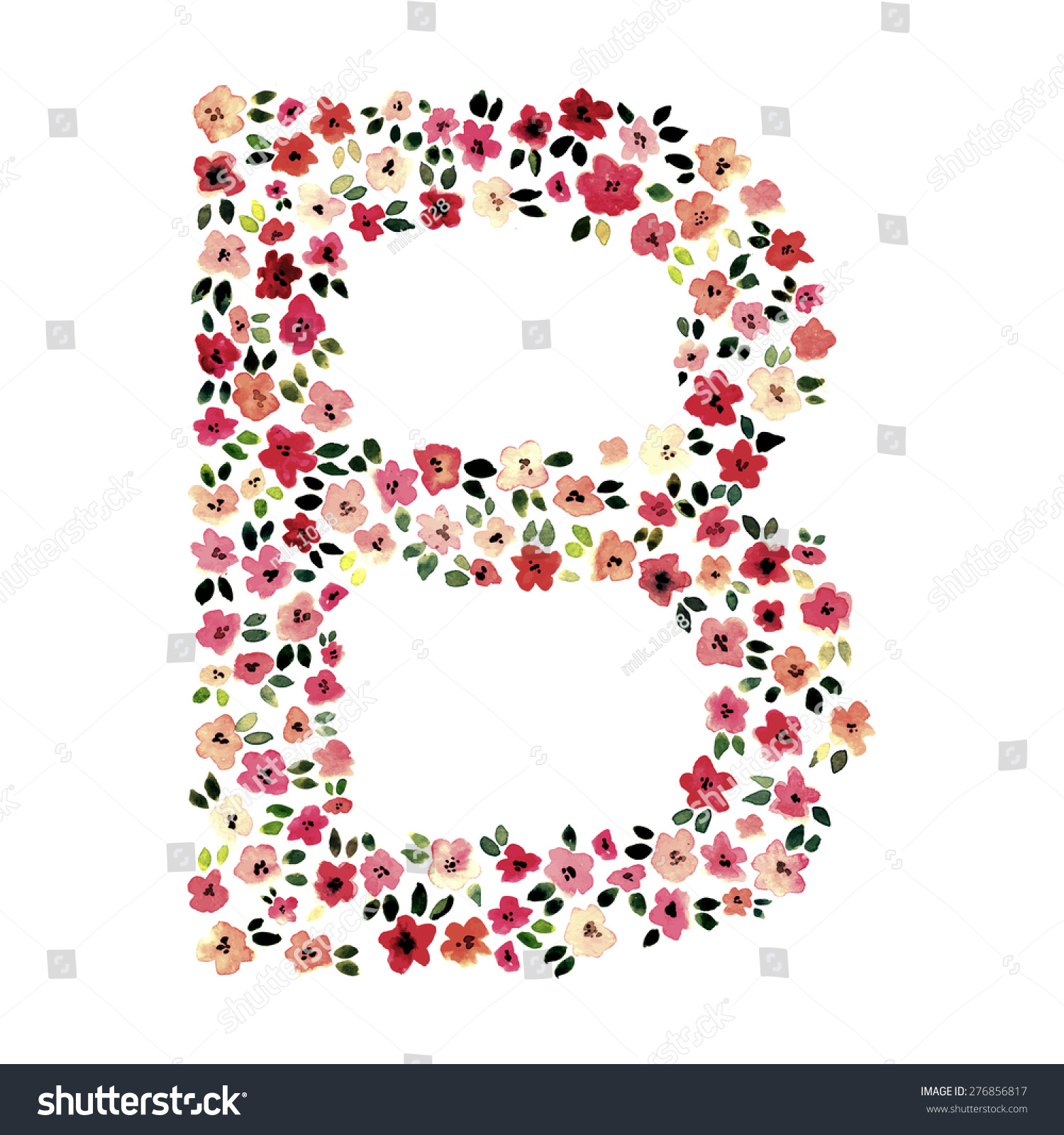 Watercolor Flowers Alphabet Letter B 스톡 일러스트 276856817 | Shutterstock