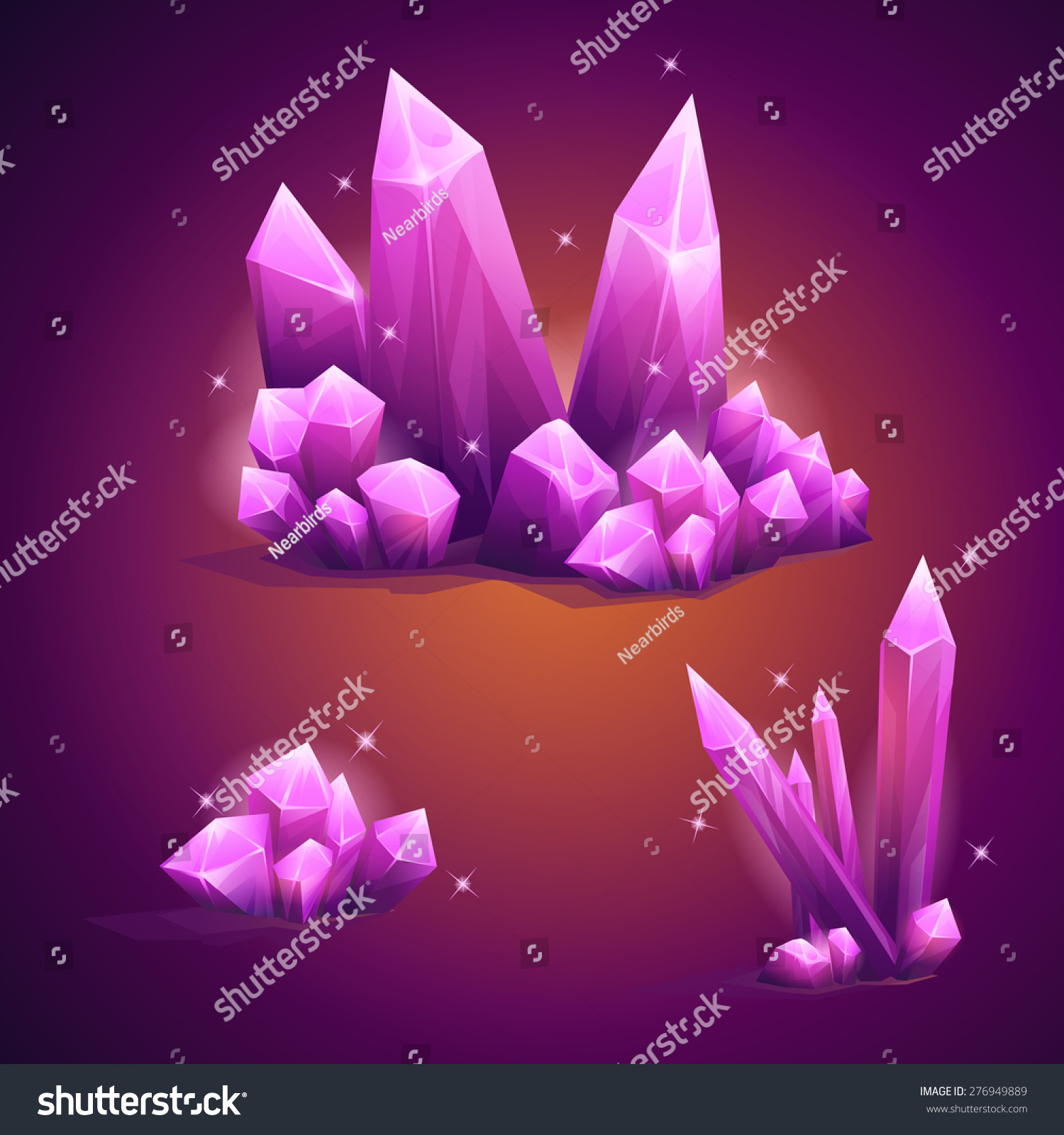 Set Magical Crystals Various Shapes Stock Vector (royalty Free 