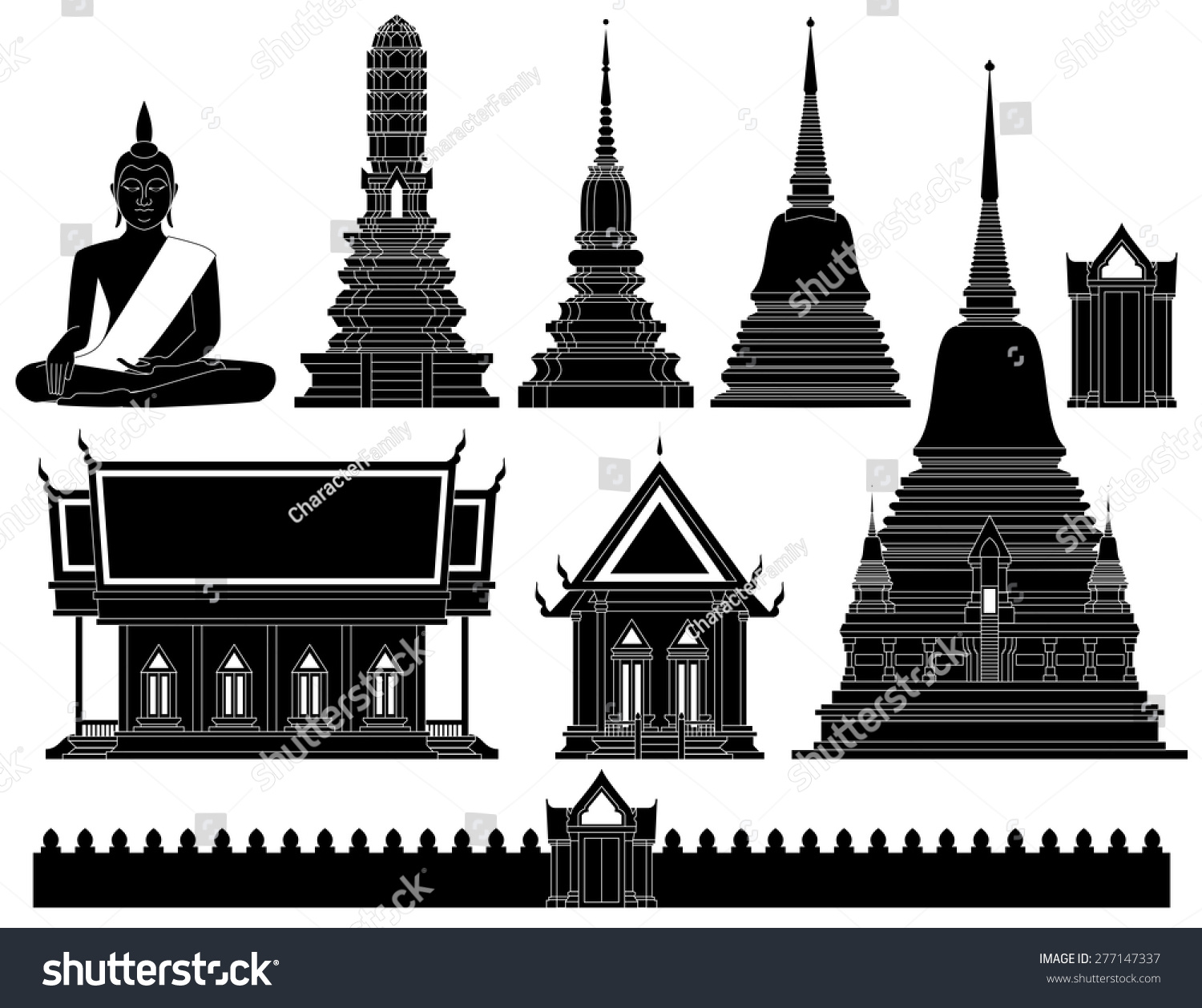 Thailand Temple Vector Stock Vector (Royalty Free) 277147337 | Shutterstock