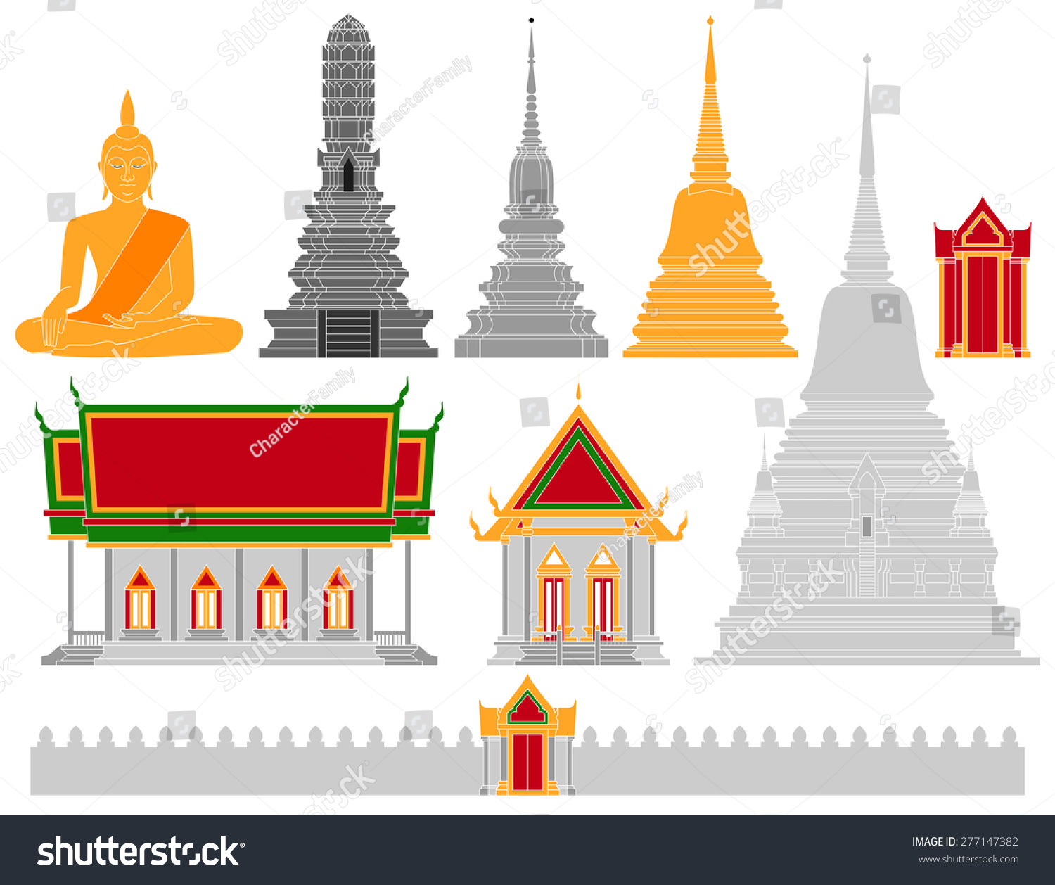 Тайский храм в векторе