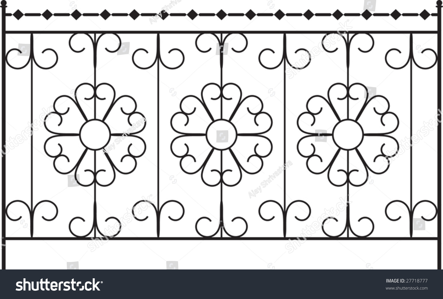 Wrought Iron Gate Fence Window Grill Stock Vector (Royalty Free ...