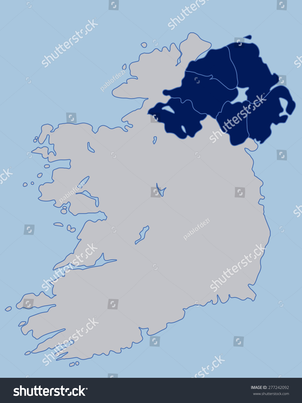 Blank Map Northern Ireland Stock Vector (Royalty Free) 277242092