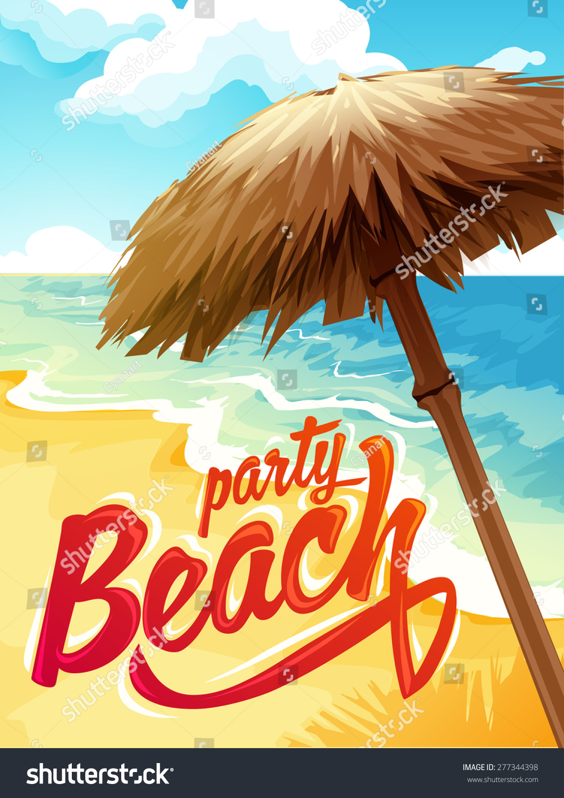 Vector Poster Beach Party Summer Time Stock Vector (Royalty Free ...