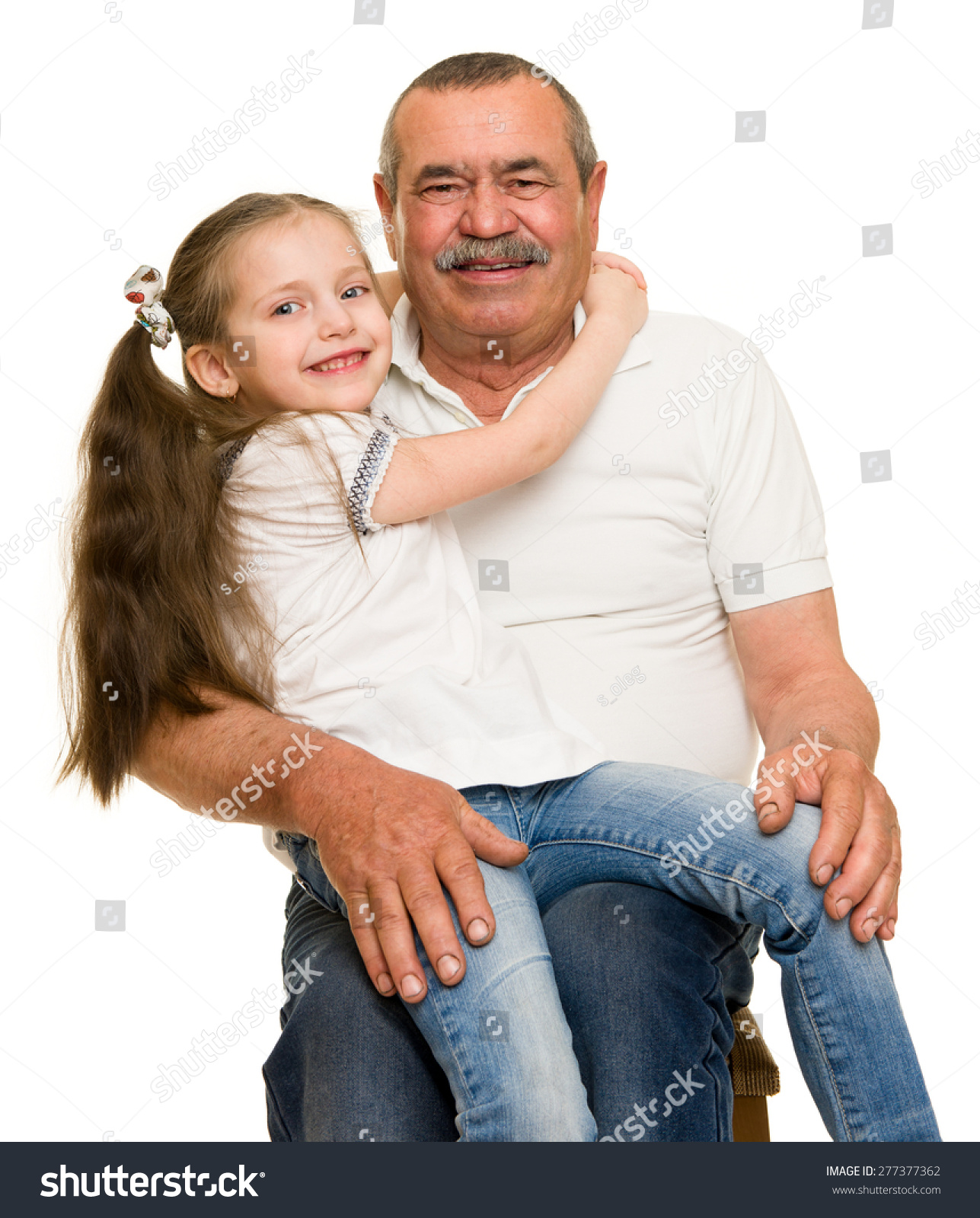 Grandfather Grandchildren Portrait Studio Shoot Stock Photo 277377362