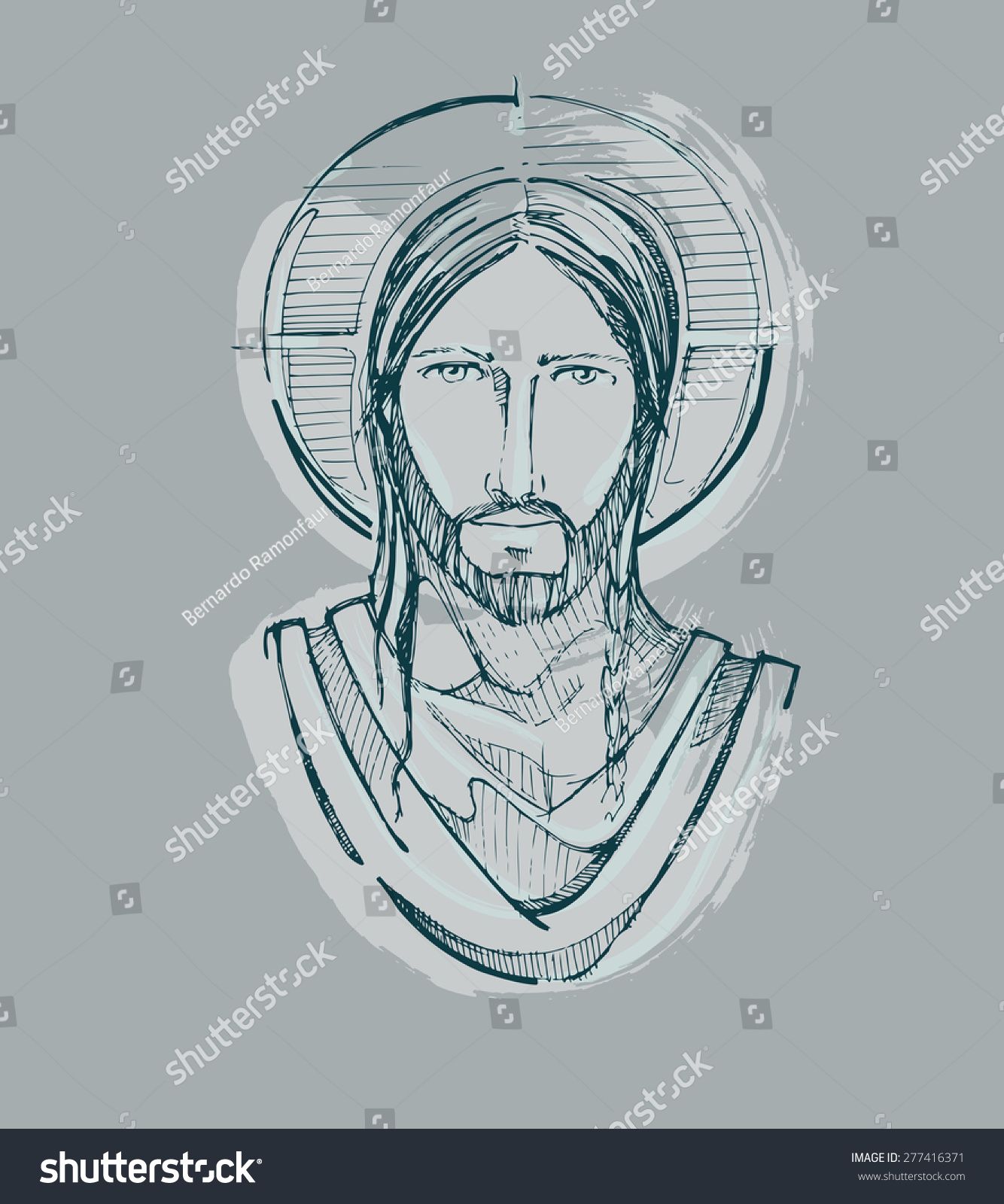 Hand Drawn Vector Illustration Drawing Jesus Stock Vector (Royalty Free ...