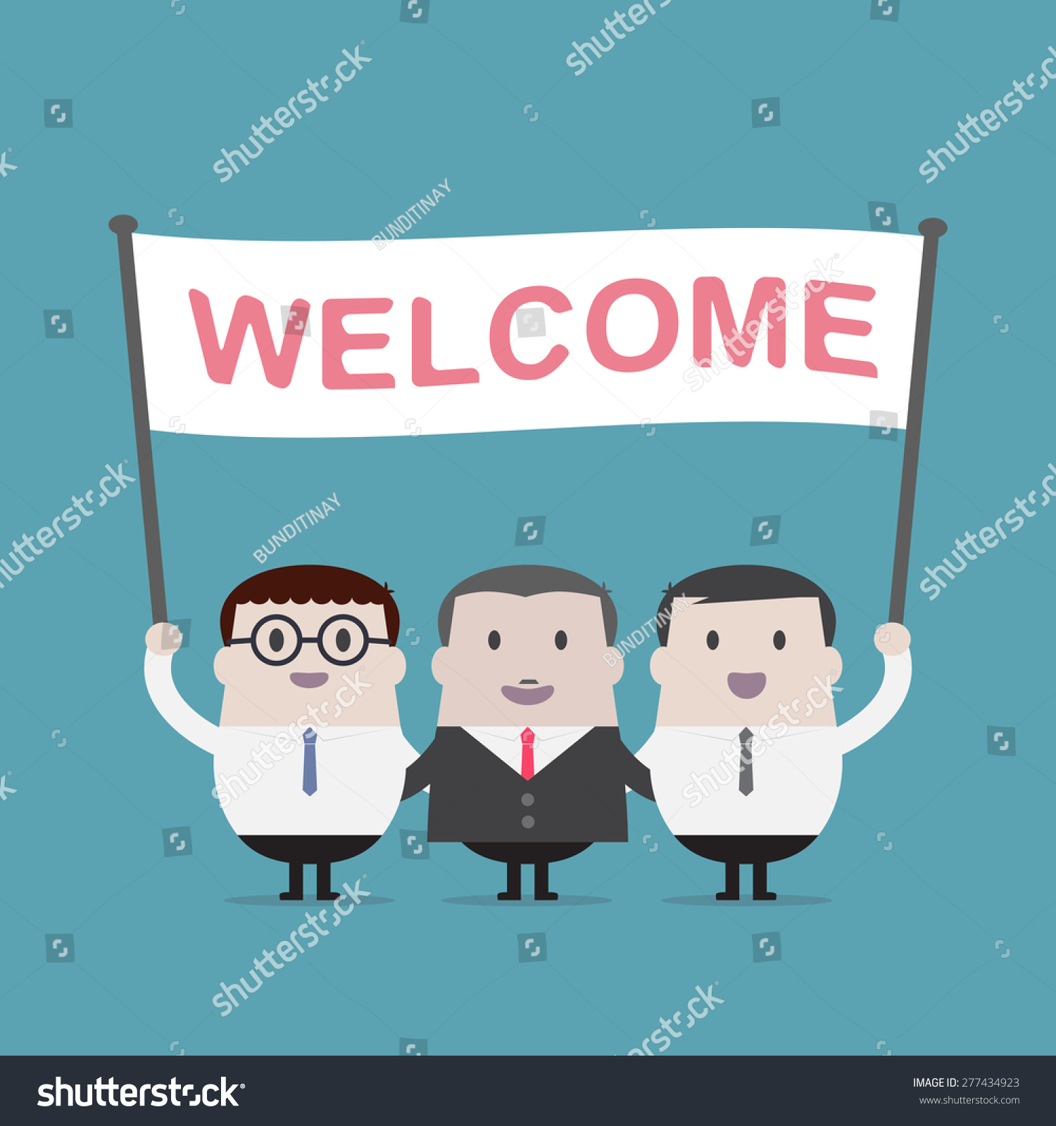 Businessman Holding Welcome Sign Vector Stock Vector Royalty Free 277434923 Shutterstock 3833